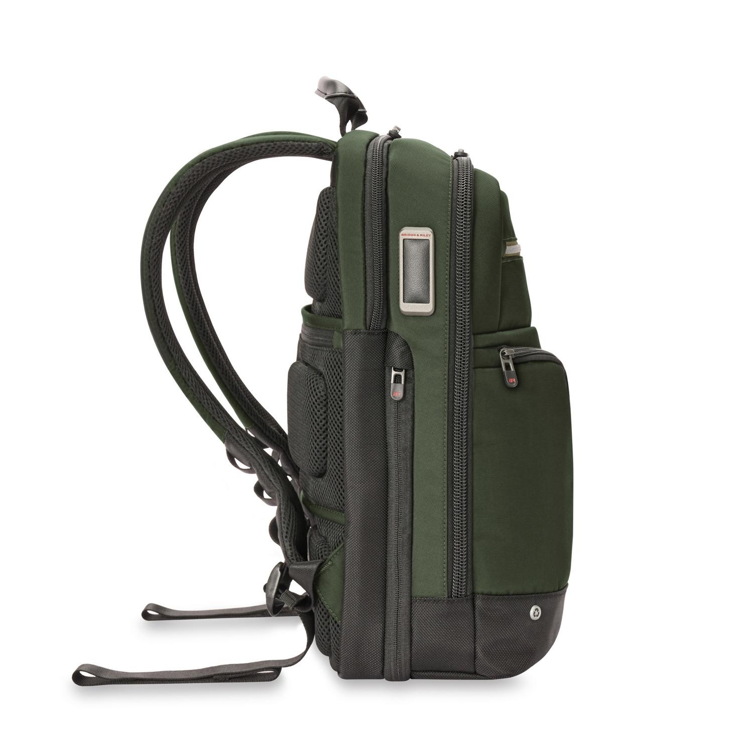 Briggs & Riley Slim Expandable Backpack Forest Side View #color_forest