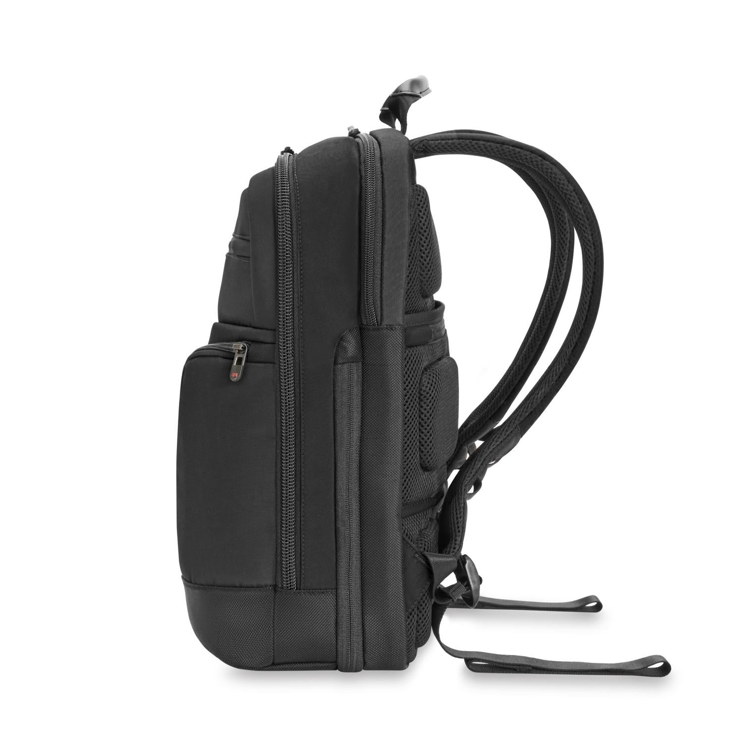 Briggs & Riley Slim Expandable Backpack Black Side View #color_black