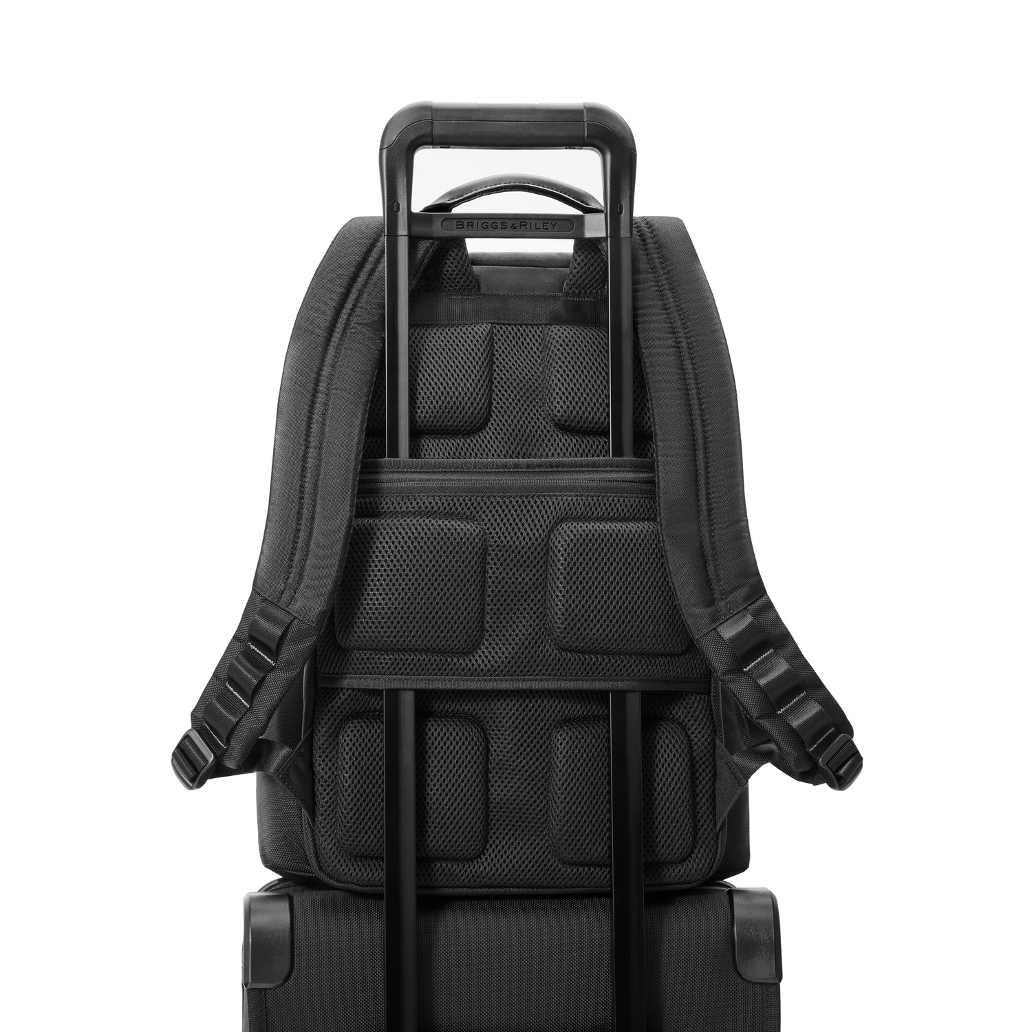Briggs & Riley Medium Cargo Backpack Black Slip Through Back Panel #color_black