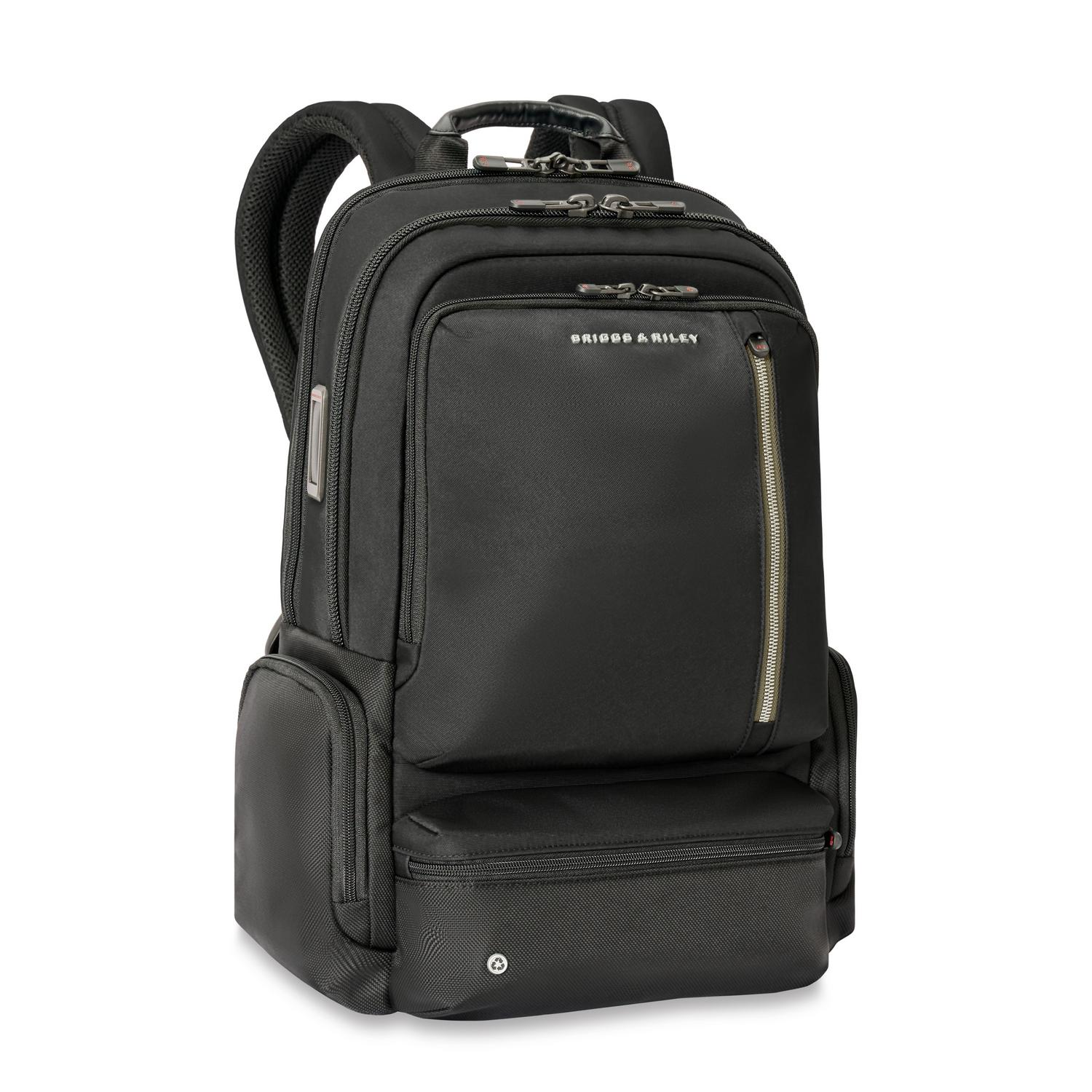 Briggs & Riley Large Cargo Backpack Black Side View #color_black