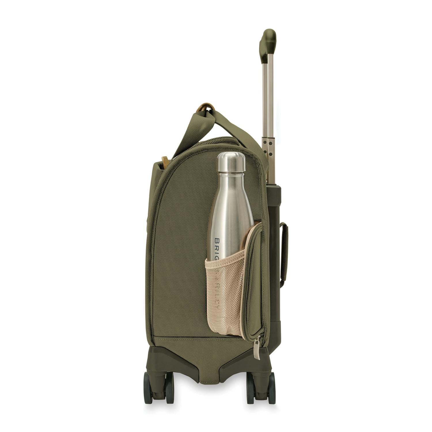 Briggs and Riley Baseline Cabin Spinner Olive Side Pocket #color_olive