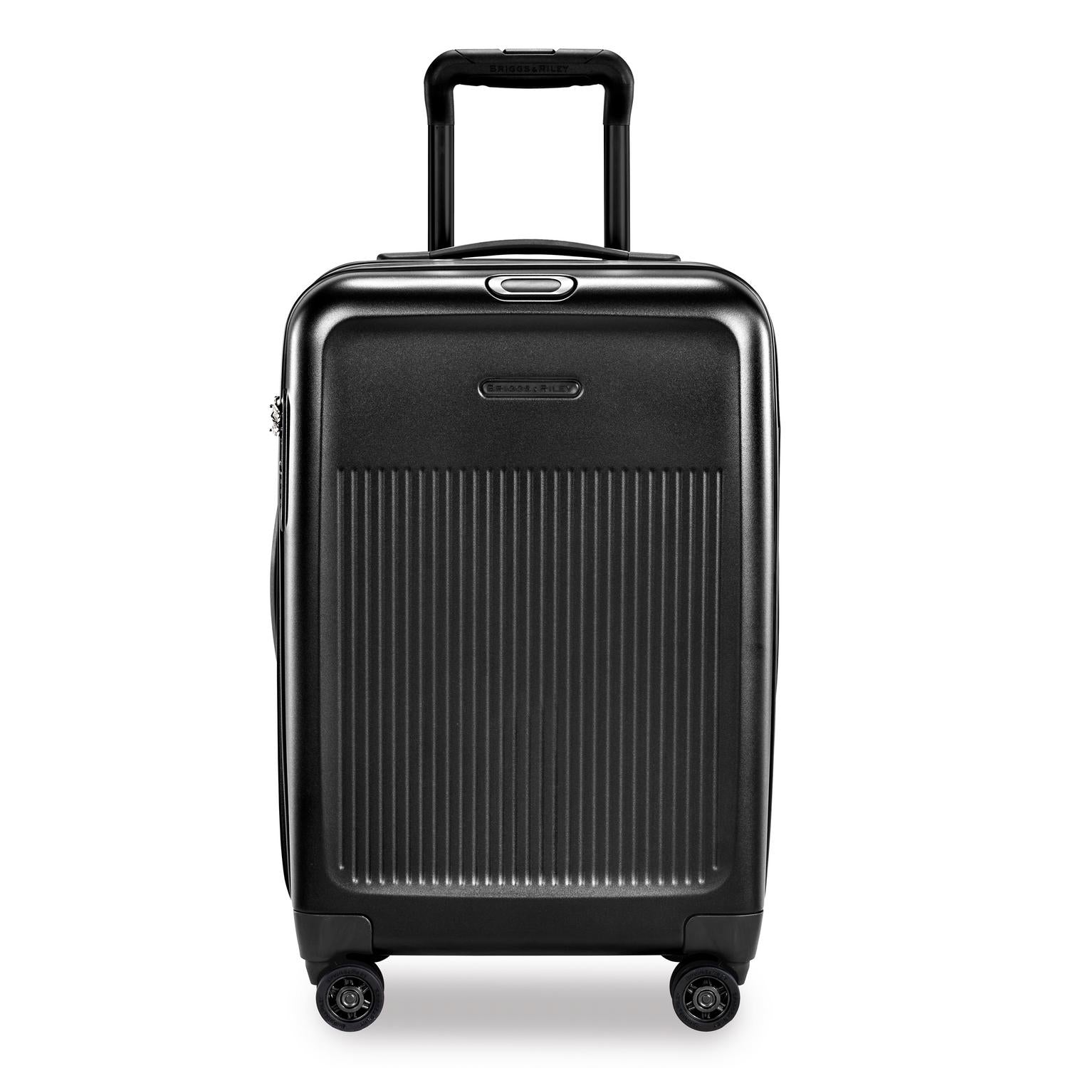 Briggs and Riley Sympatico Domestic Carry-On Expandable Spinner Black Front #color_black