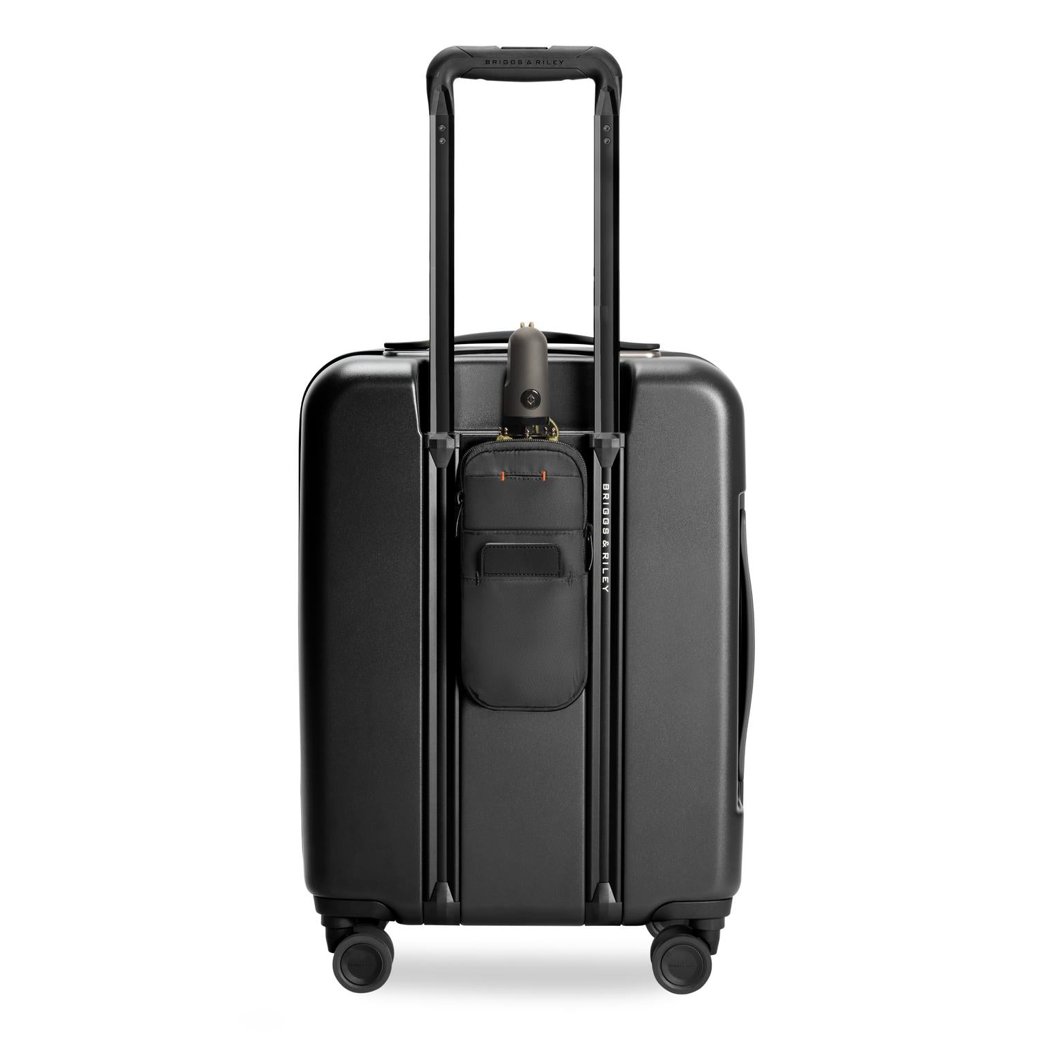 Global Carry-On Expandable Spinner in Black, Back View #color_black