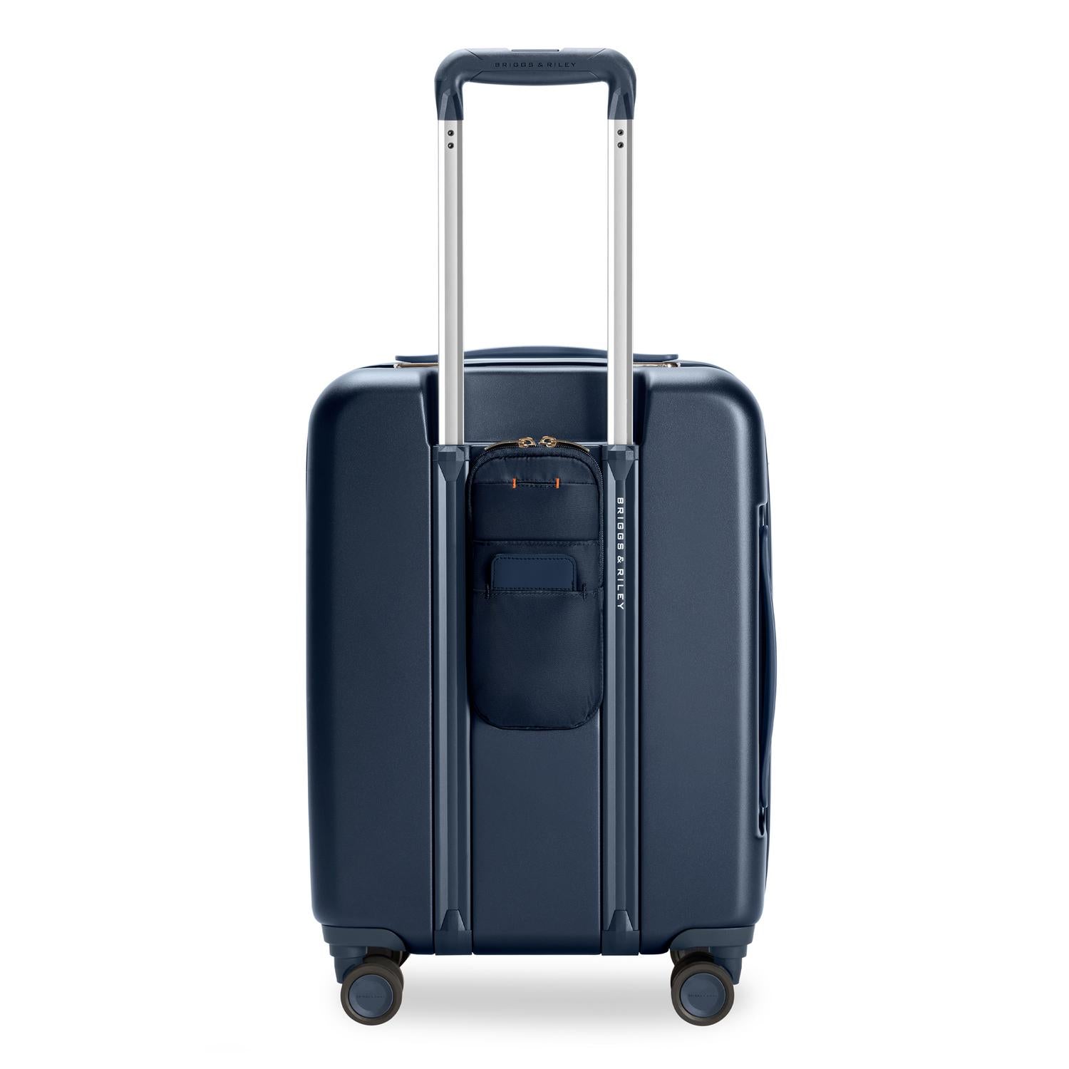 Global Carry-On Expandable Spinner in Navy, Back View #color_navy