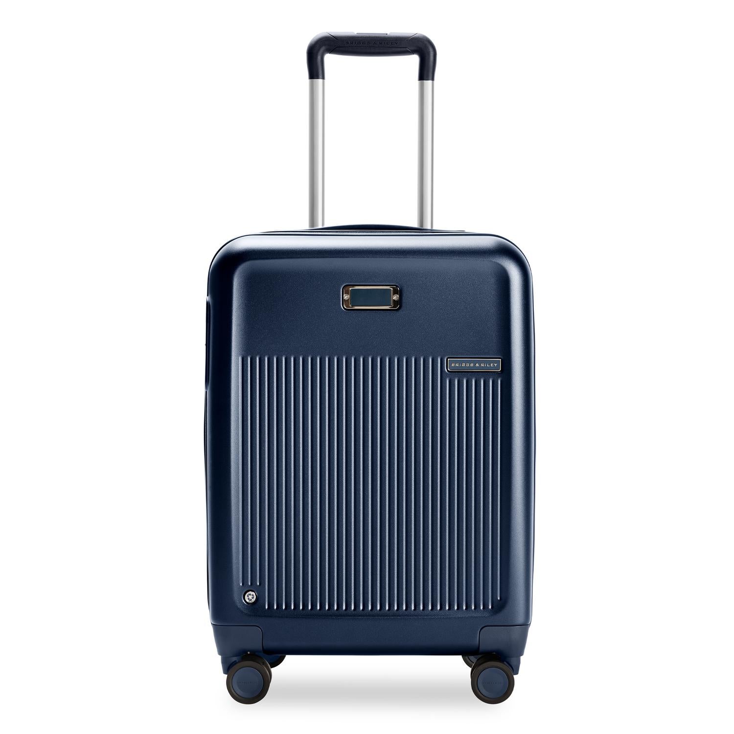 Global Carry-On Expandable Spinner in Navy, Front View #color_navy