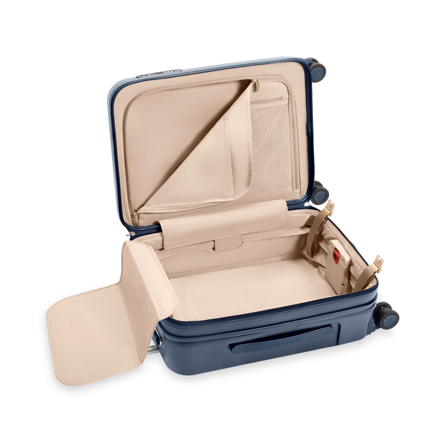 Global Carry-On Expandable Spinner in Navy, Interior View #color_navy