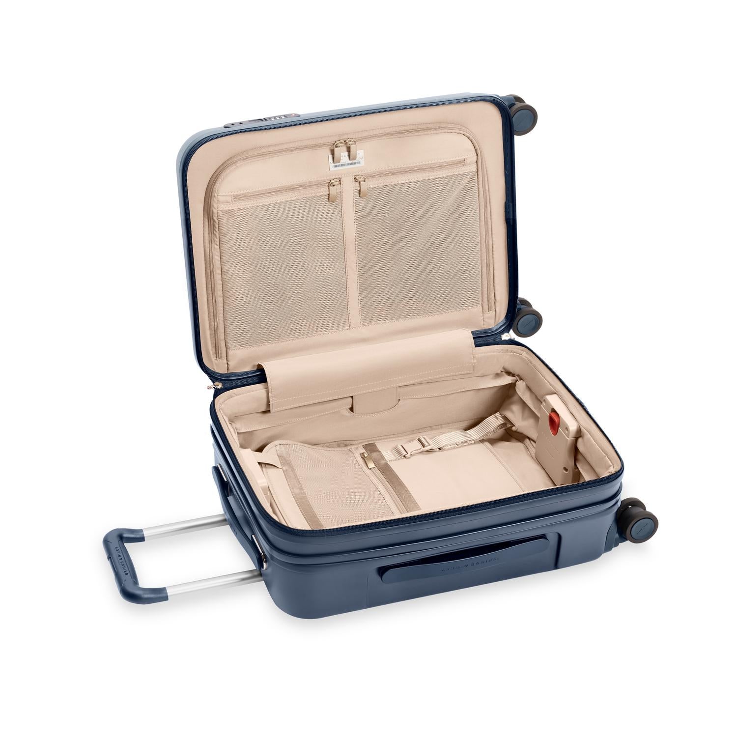 Global Carry-On Expandable Spinner in Navy, Interior View #color_navy