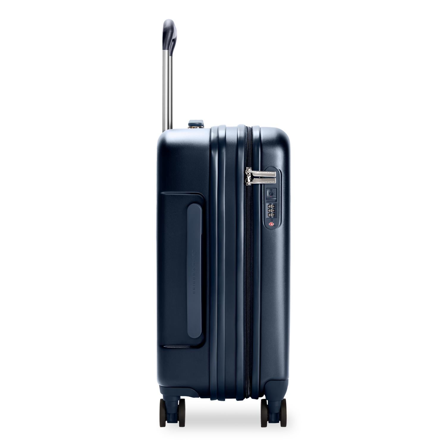 Global Carry-On Expandable Spinner in Navy, Side View #color_navy