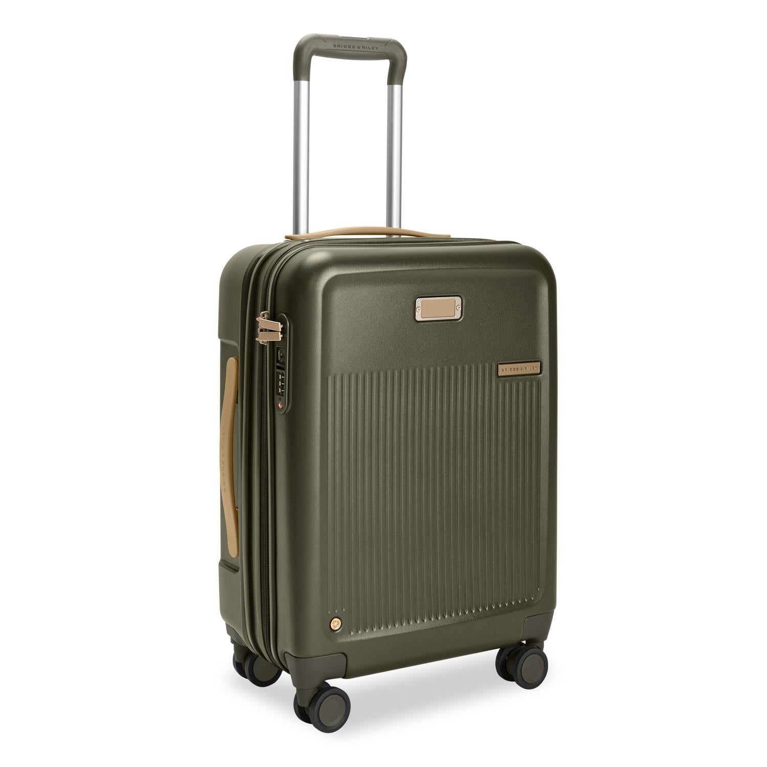 Global Carry-On Expandable Spinner in Olive, Angle View #color_olive