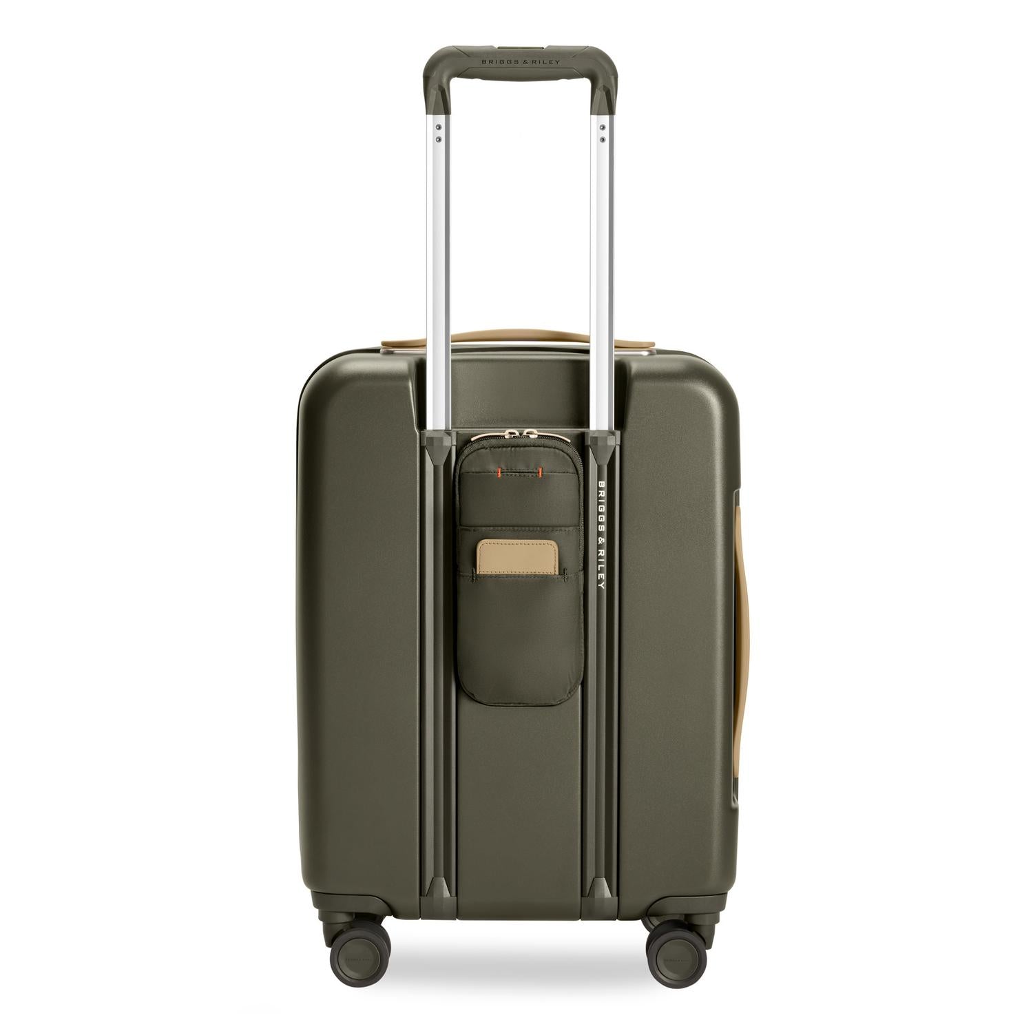 Global Carry-On Expandable Spinner in Olive, Back View #color_olive