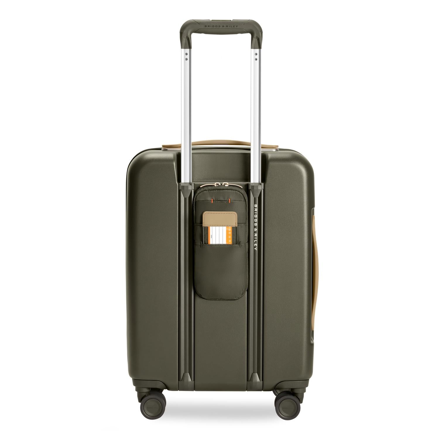 Global Carry-On Expandable Spinner in Olive, Back View #color_olive