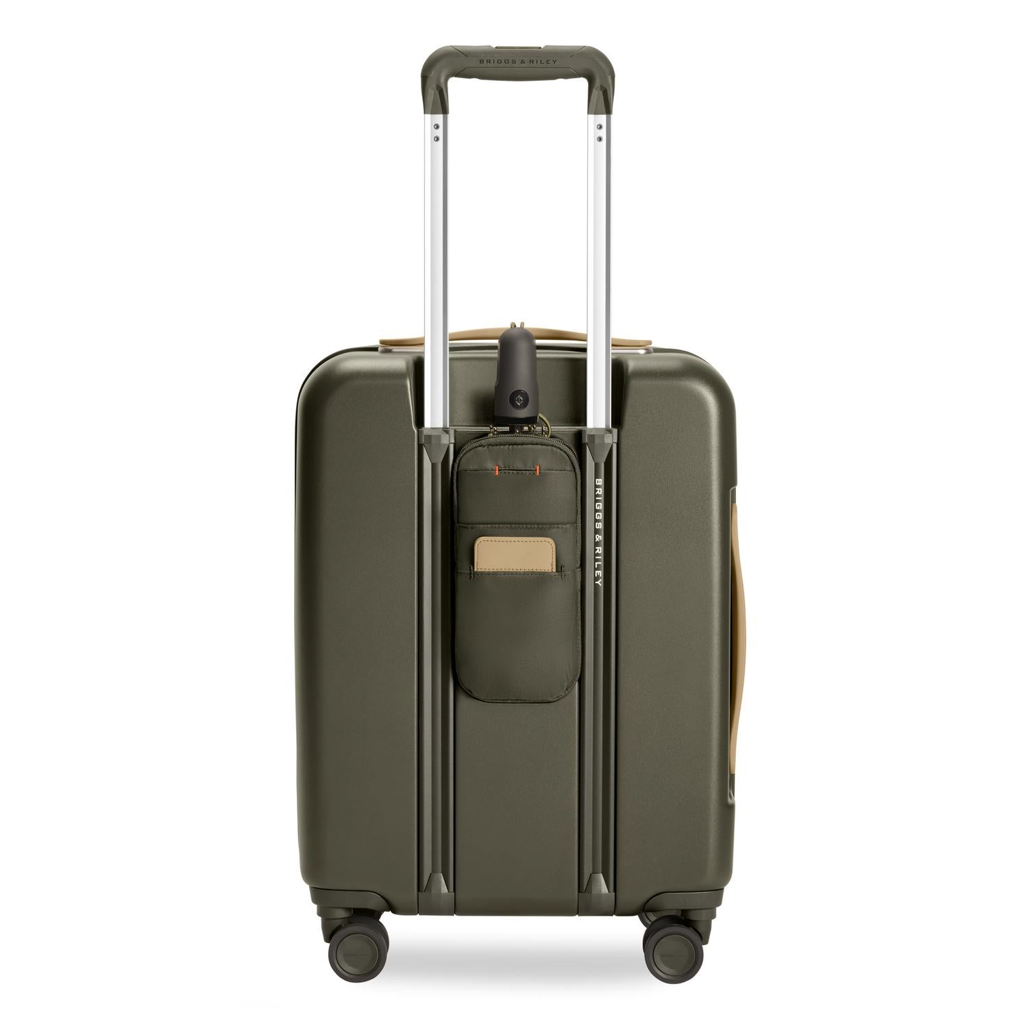 Global Carry-On Expandable Spinner in Olive, Back View #color_olive