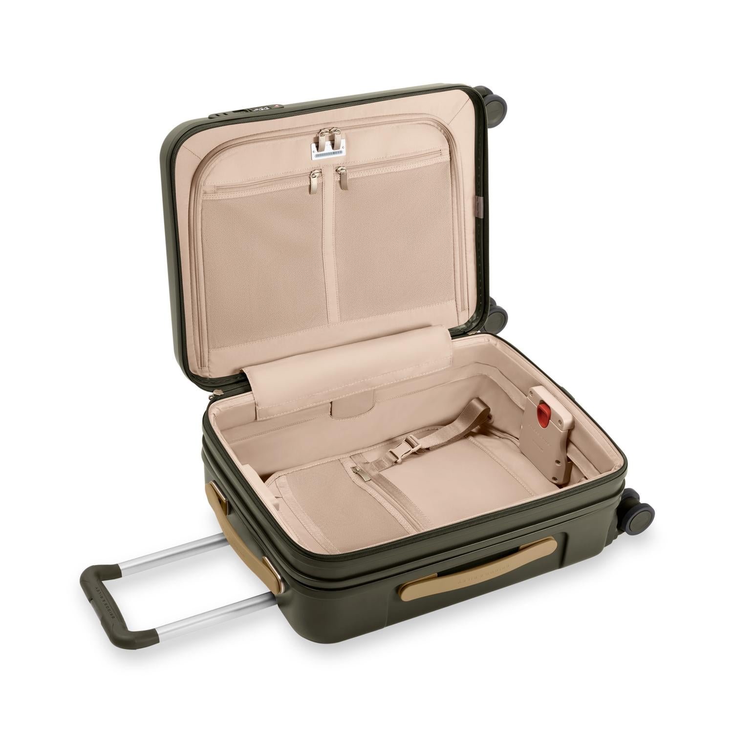 Global Carry-On Expandable Spinner in Olive, Interior View #color_olive