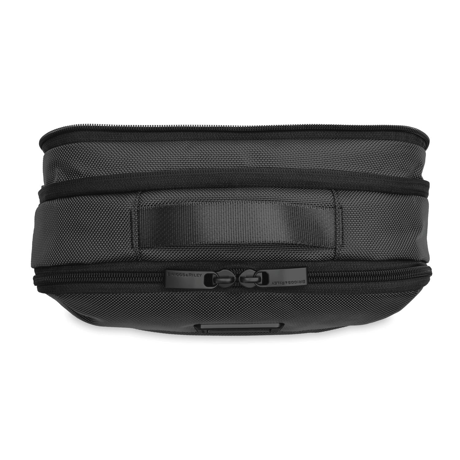 Briggs and Riley Expandable Essentials Kit Black Top View Zipper #color_black