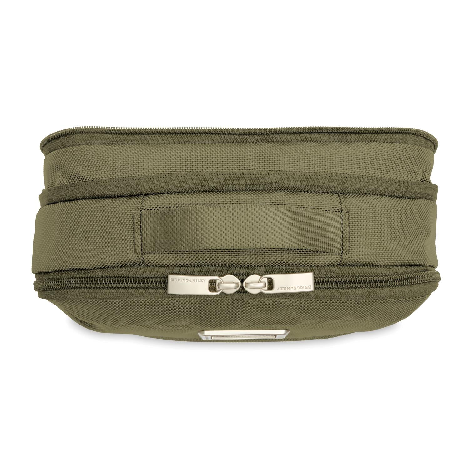 Briggs and Riley Expandable Essentials Kit Olive Top View Zipper #color_olive