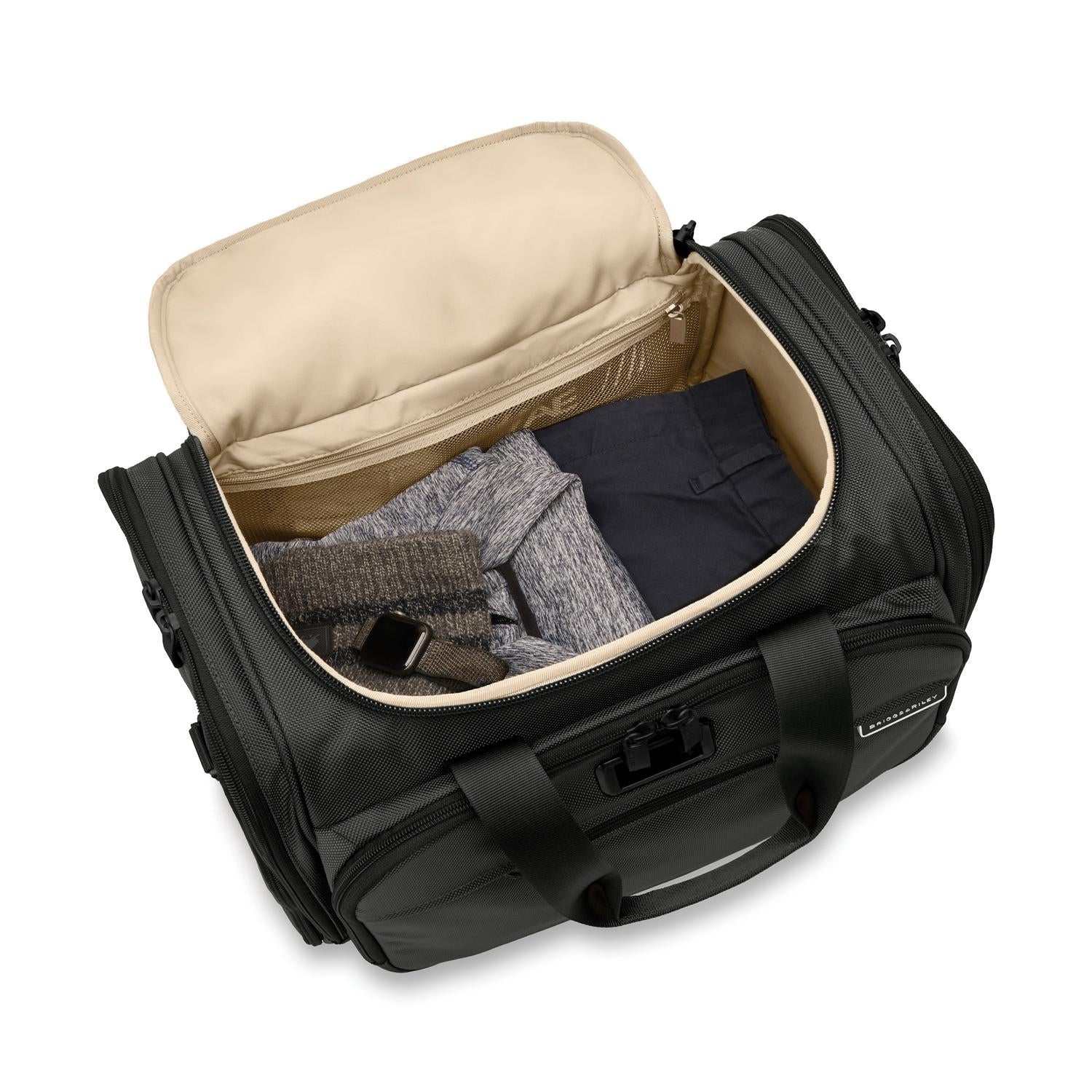 Briggs and Riley Underseat Duffle Black Open View  #color_black
