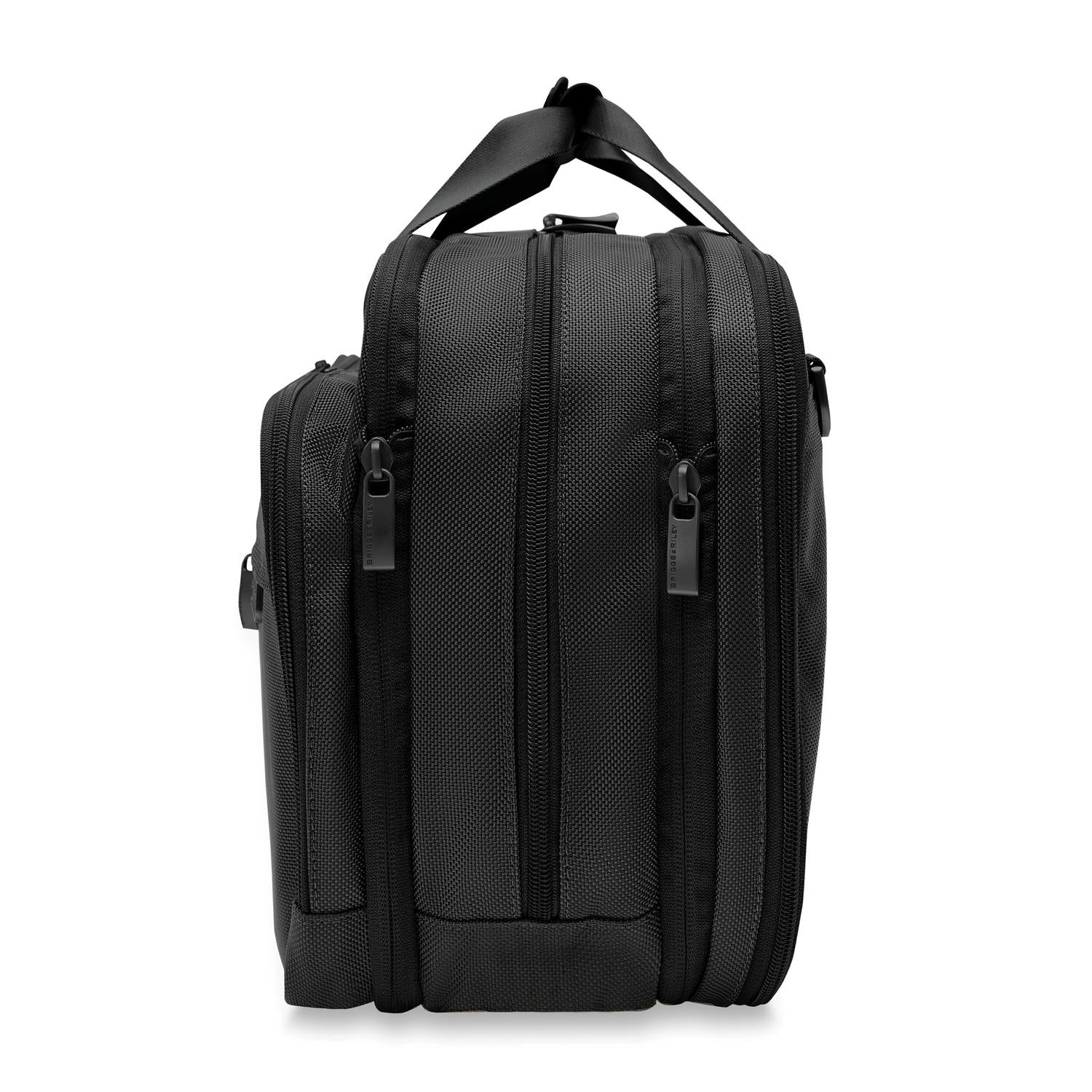 Briggs and Riley Expandable Cabin Bag Black Side View  #color_black