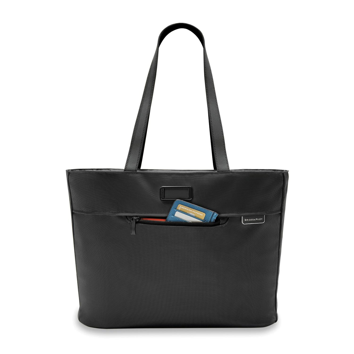 Briggs and Riley Traveler Tote Black Front Pocket #color_black