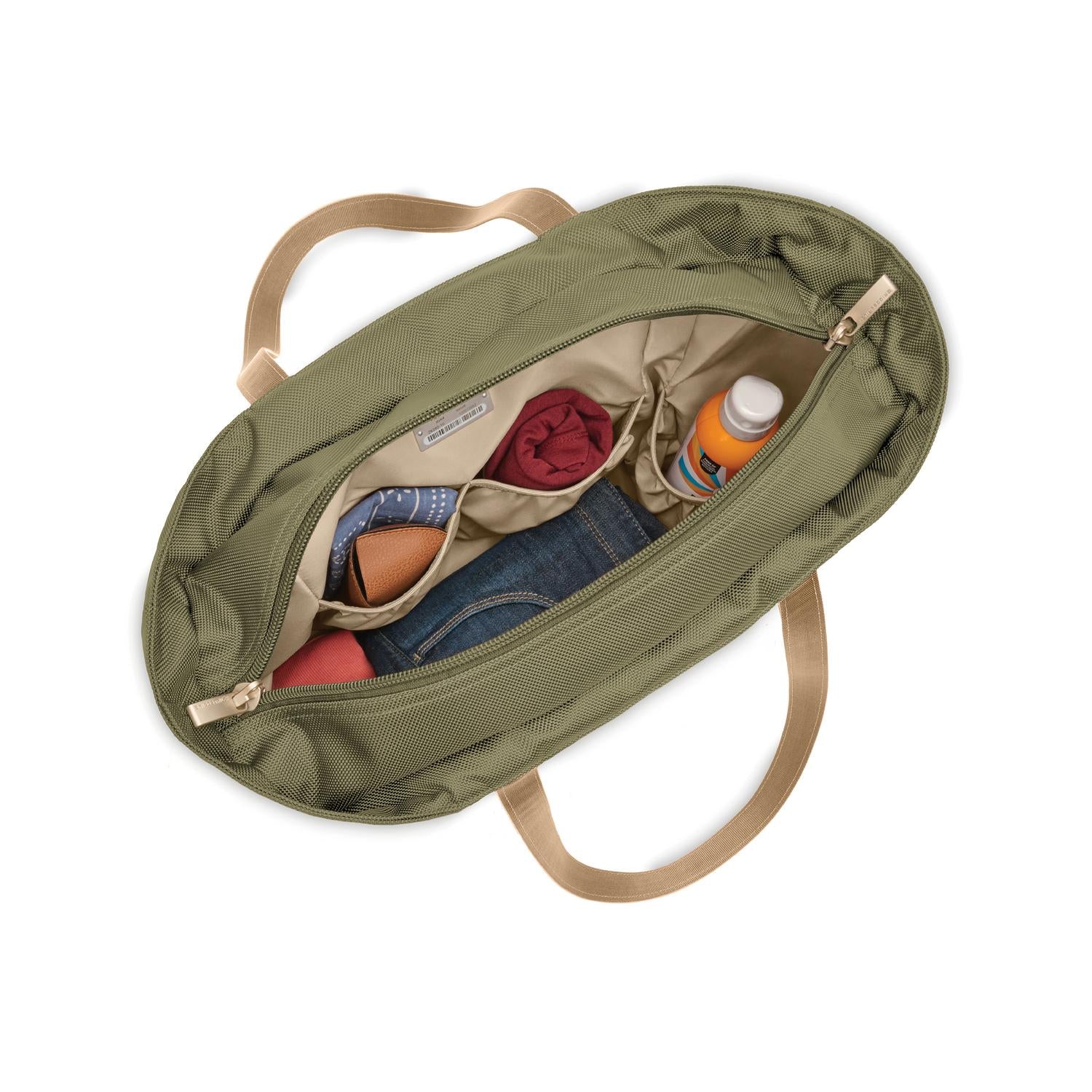 Briggs and Riley Traveler Tote Olive Open View #color_olive