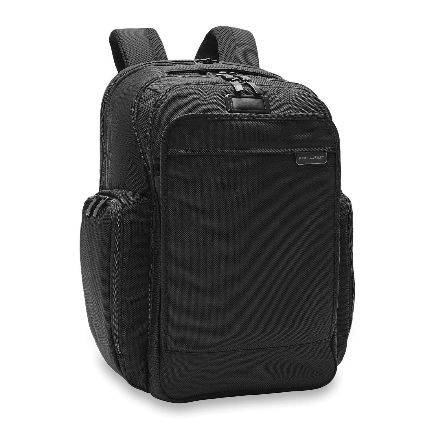 Briggs and Riley Traveler Backpack Black Side View #color_black