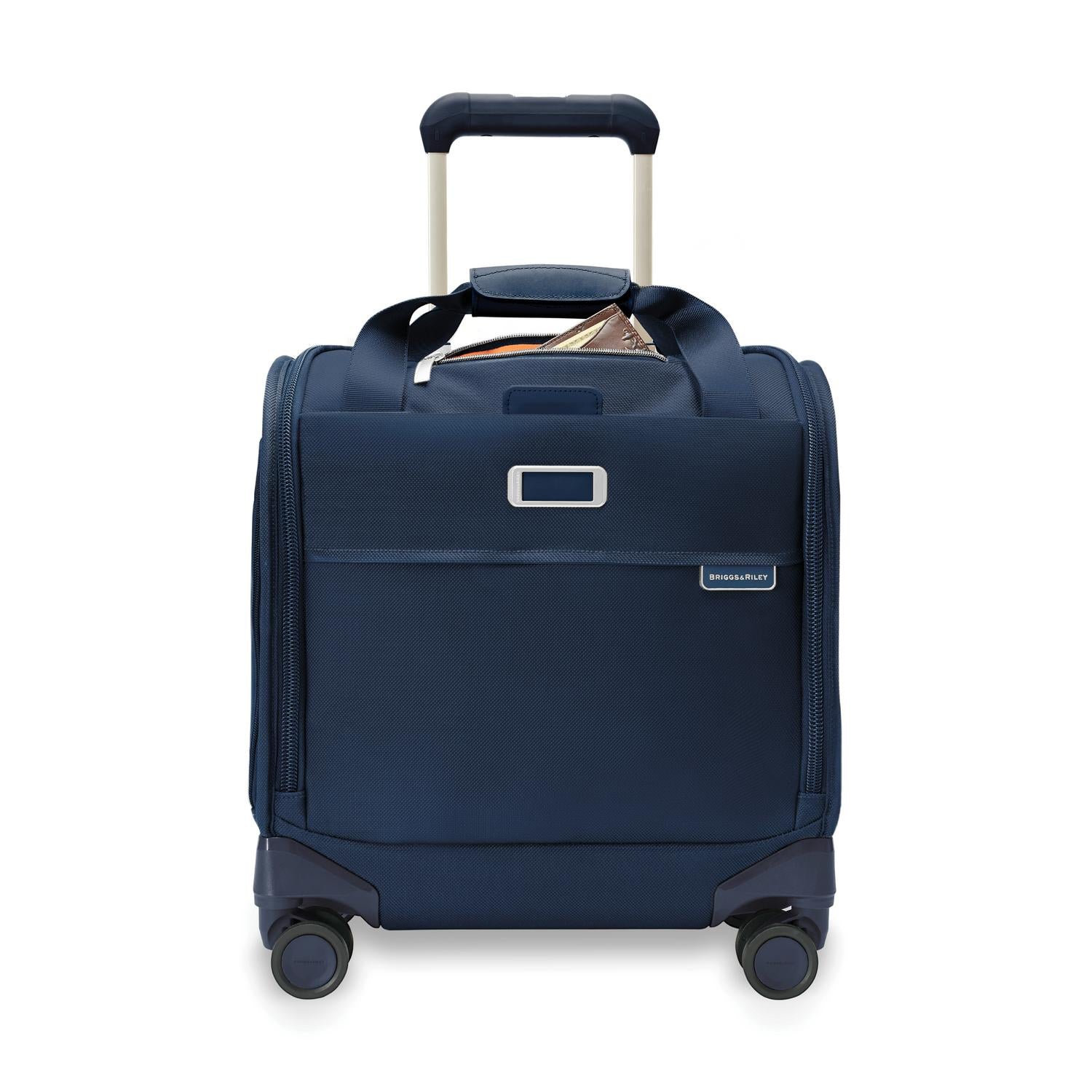 Briggs and Riley Baseline Cabin Spinner Navy Front Pocket #color_navy