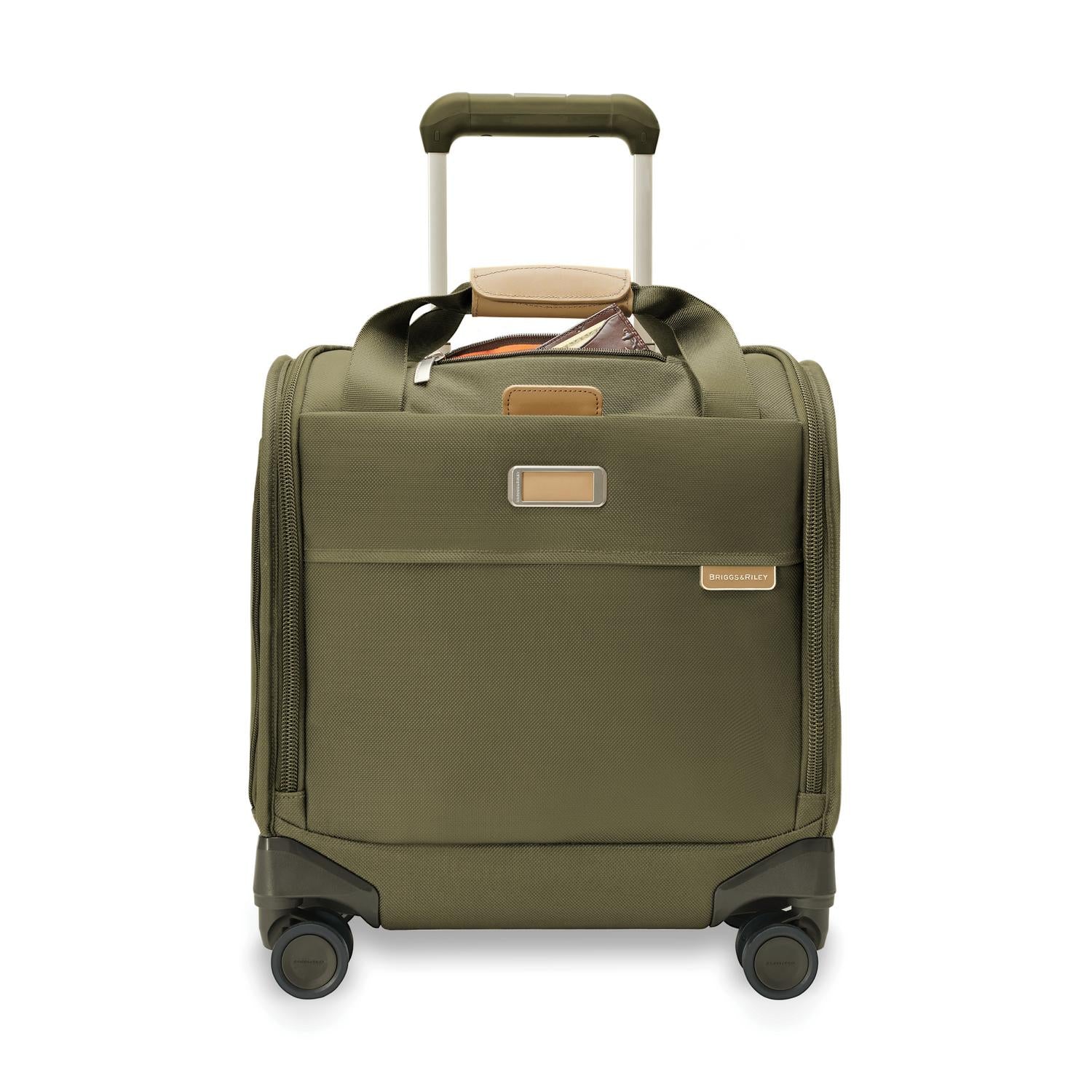 Briggs and Riley Baseline Cabin Spinner Olive Front Pocket #color_olive