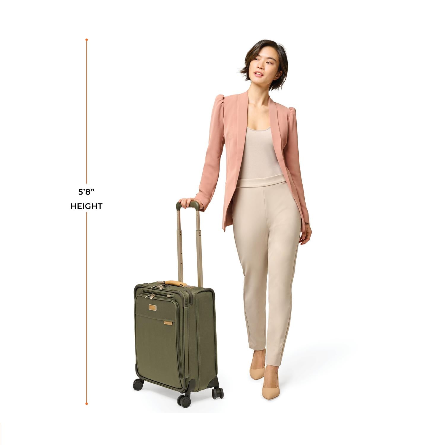 Briggs and Riley Global Carry-On Spinner, Model Height 5'8" #color_olive