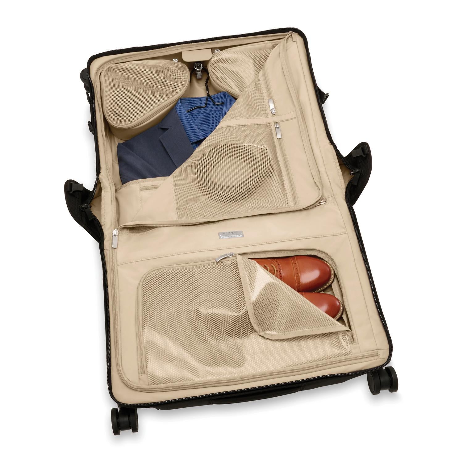 Briggs and Riley Wide Carry-On Wheeled Garment Spinner Open View #color_black