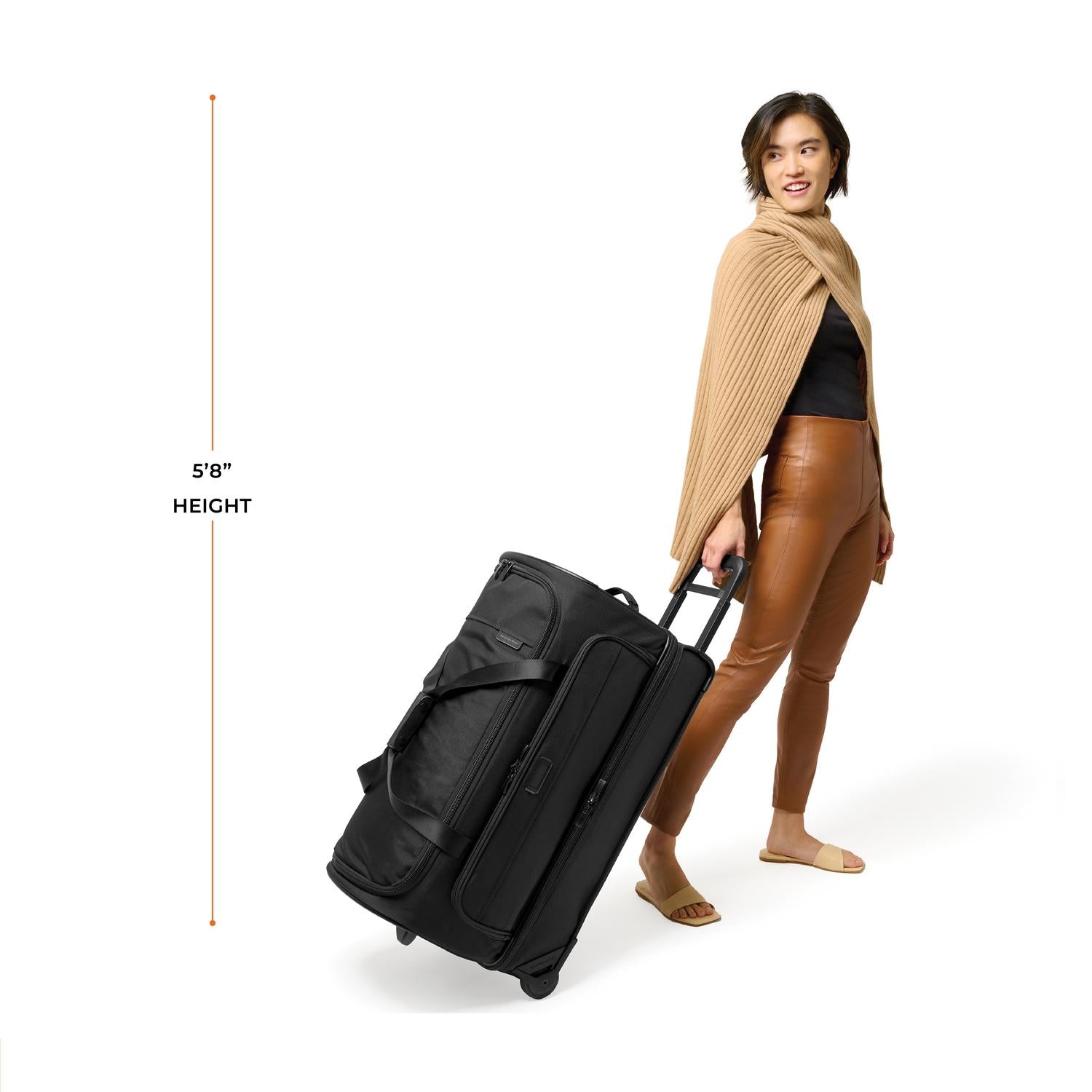 Briggs and Riley Medium Two-Wheel Duffle Model Height 5'8" #color_black