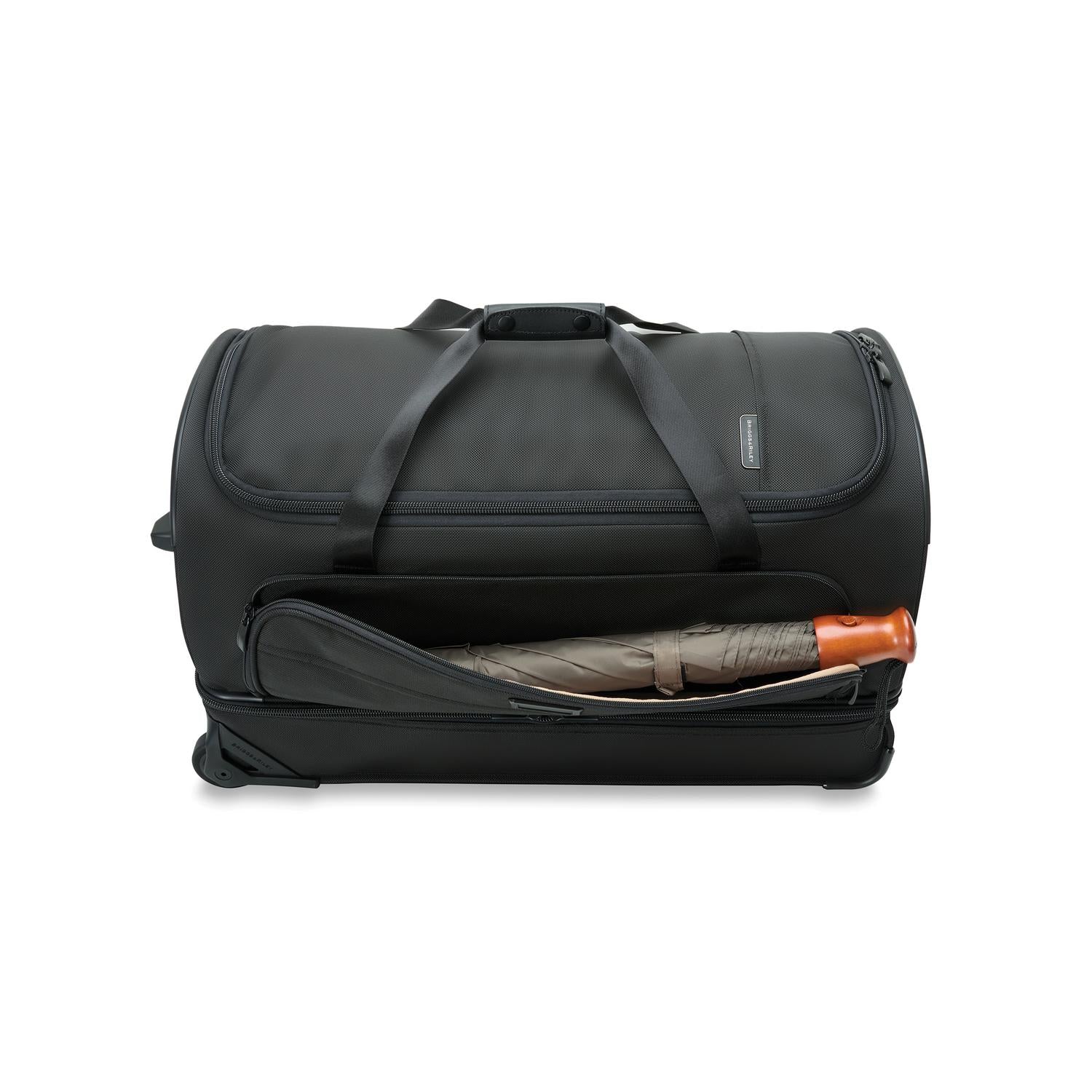 Briggs and Riley Medium Two-Wheel Duffle Black Front Pocket #color_black