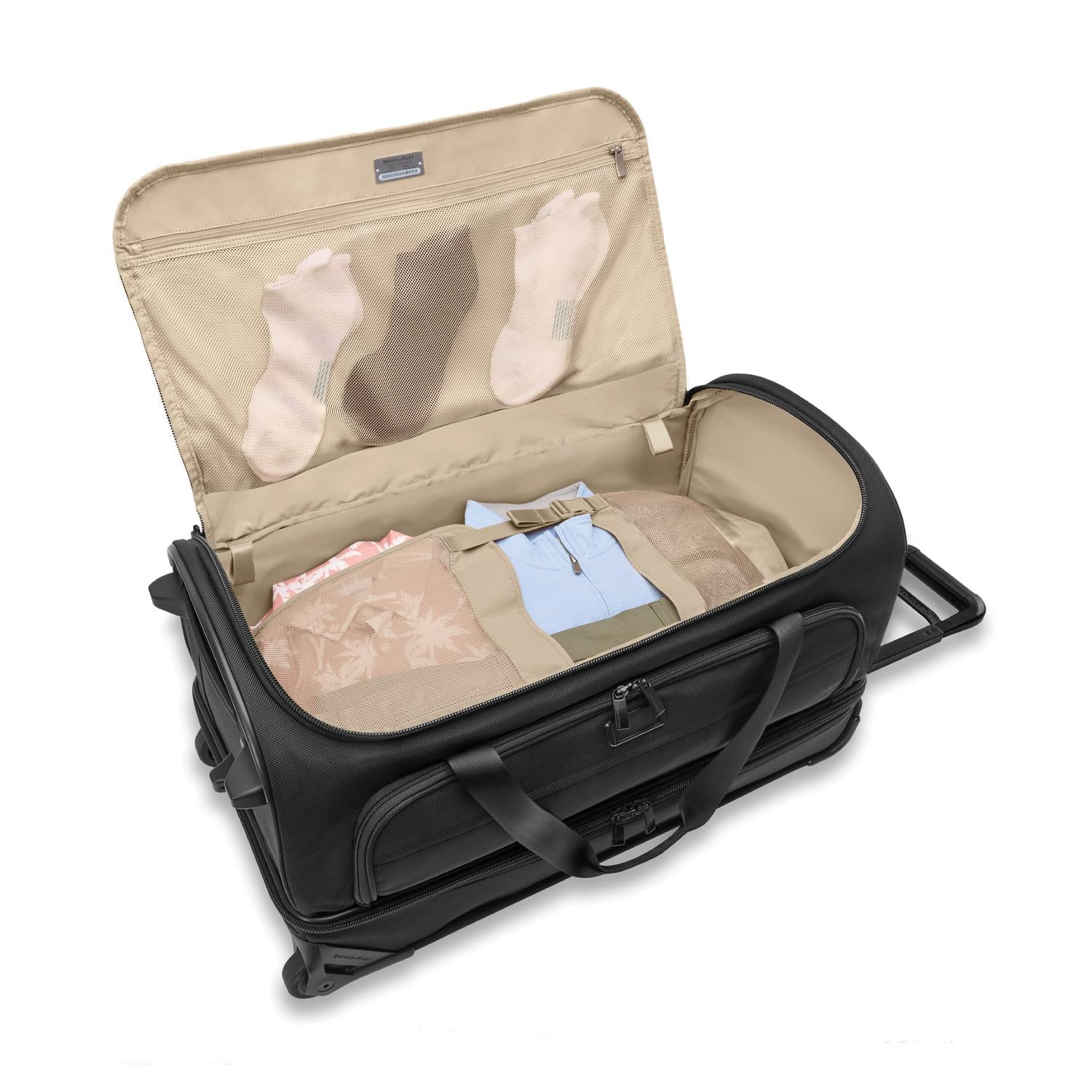 Briggs and Riley Medium Two-Wheel Duffle Black Open Packed #color_black