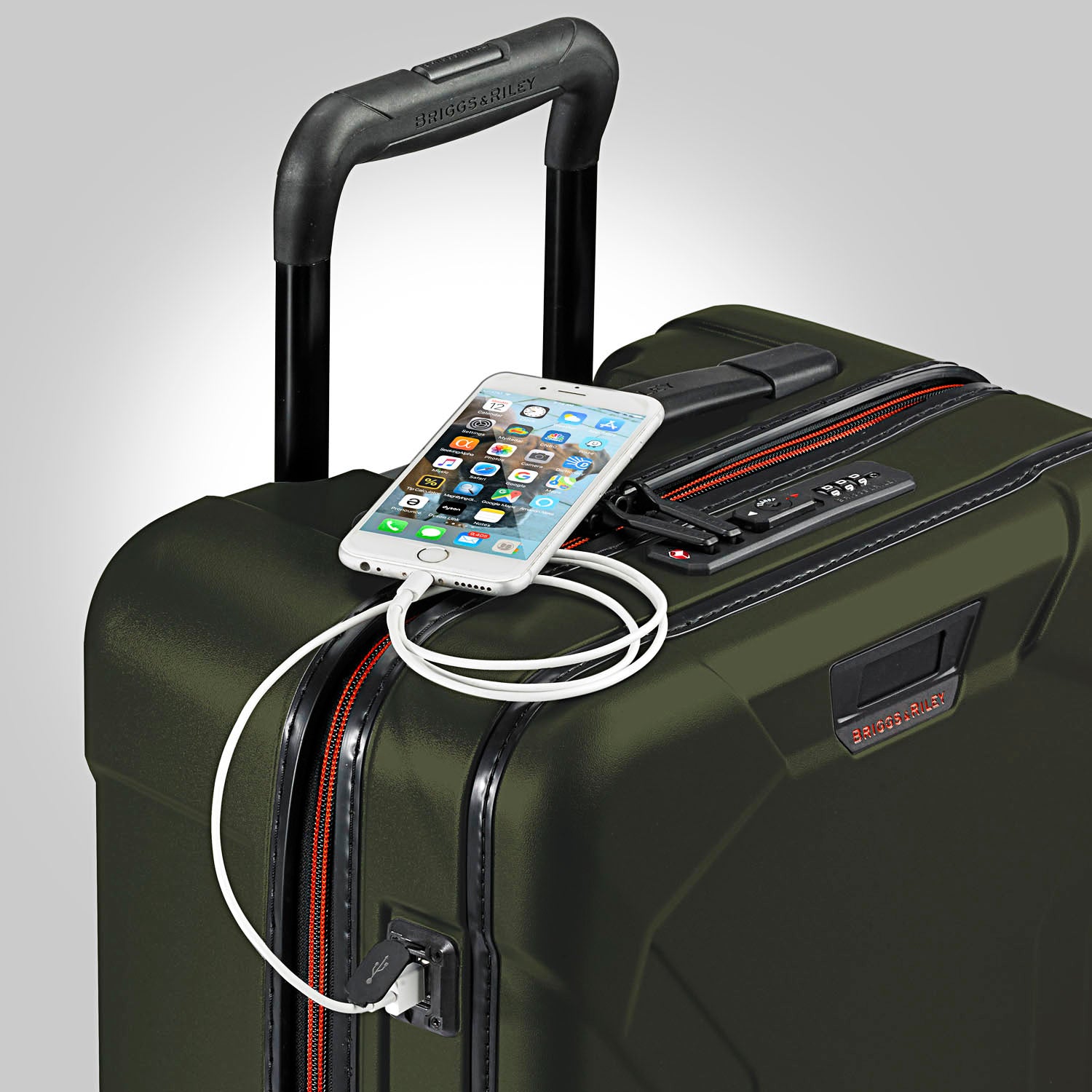 Torq Domestic Carry-On Spinner Phone Charging #color_hunter