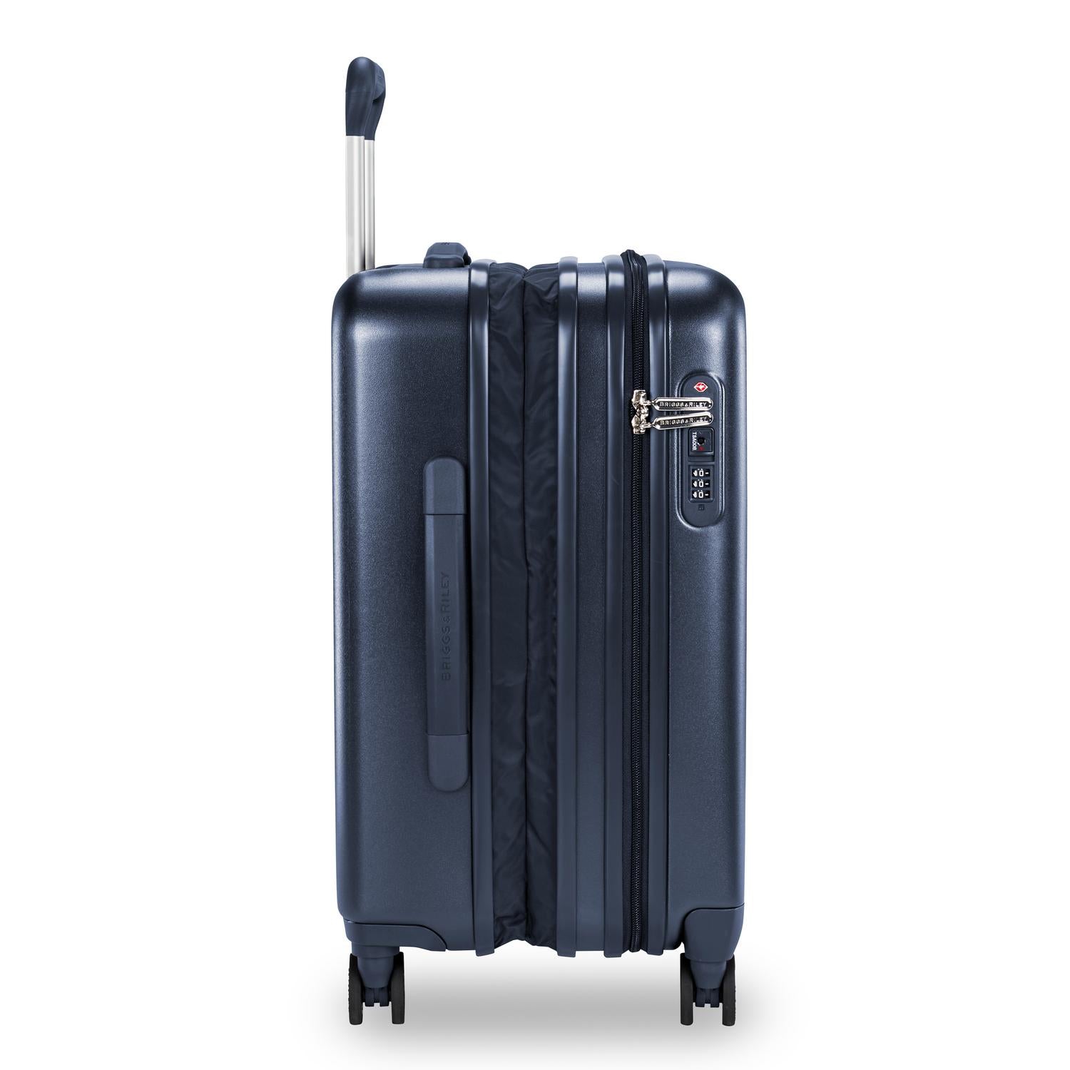 Briggs and Riley Sympatico International Carry-On Expandable Spinner Navy  Side Expanded #color_matte-navy