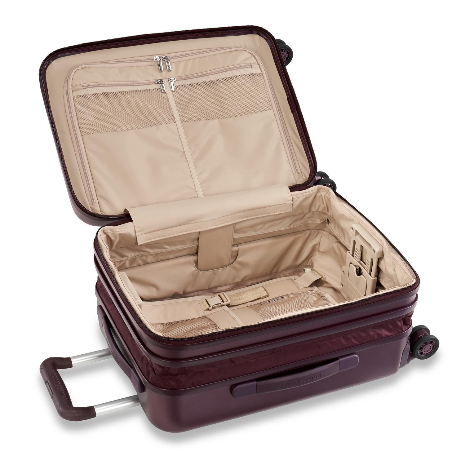 Briggs and Riley Sympatico International Carry-On Expandable Spinner Plum Open expanded #color_plum