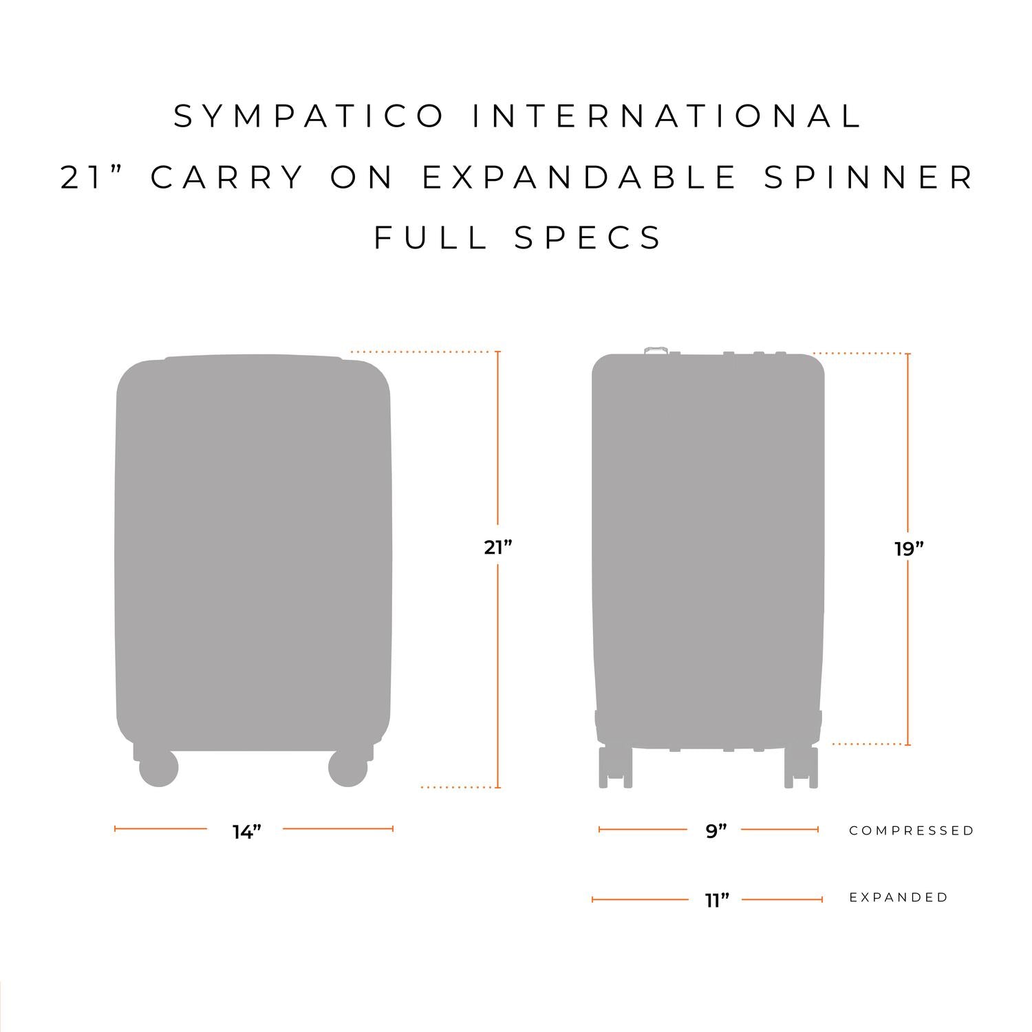 Briggs and Riley Sympatico International Carry-On Expandable Spinner Full Specs 14"x21"x11" #color_black