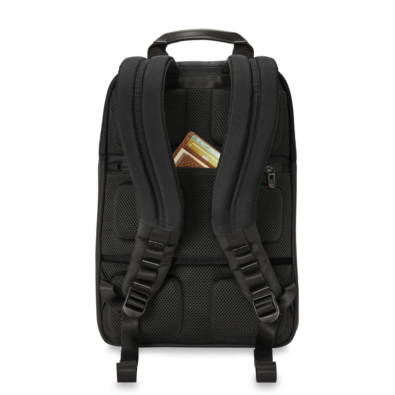 Briggs & Riley Slim Expandable Backpack Black Back Straps #color_black