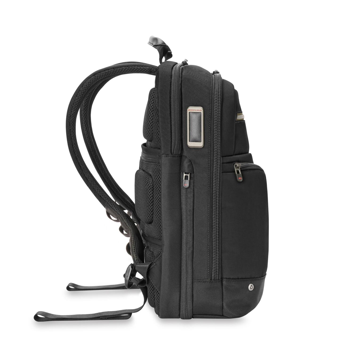 Briggs & Riley Slim Expandable Backpack Black Side View #color_black