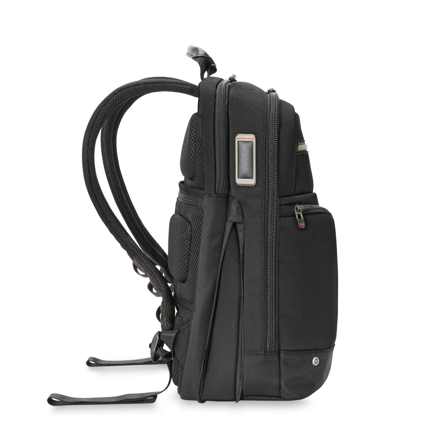 Briggs & Riley Slim Expandable Backpack Black Expanded Side View #color_black