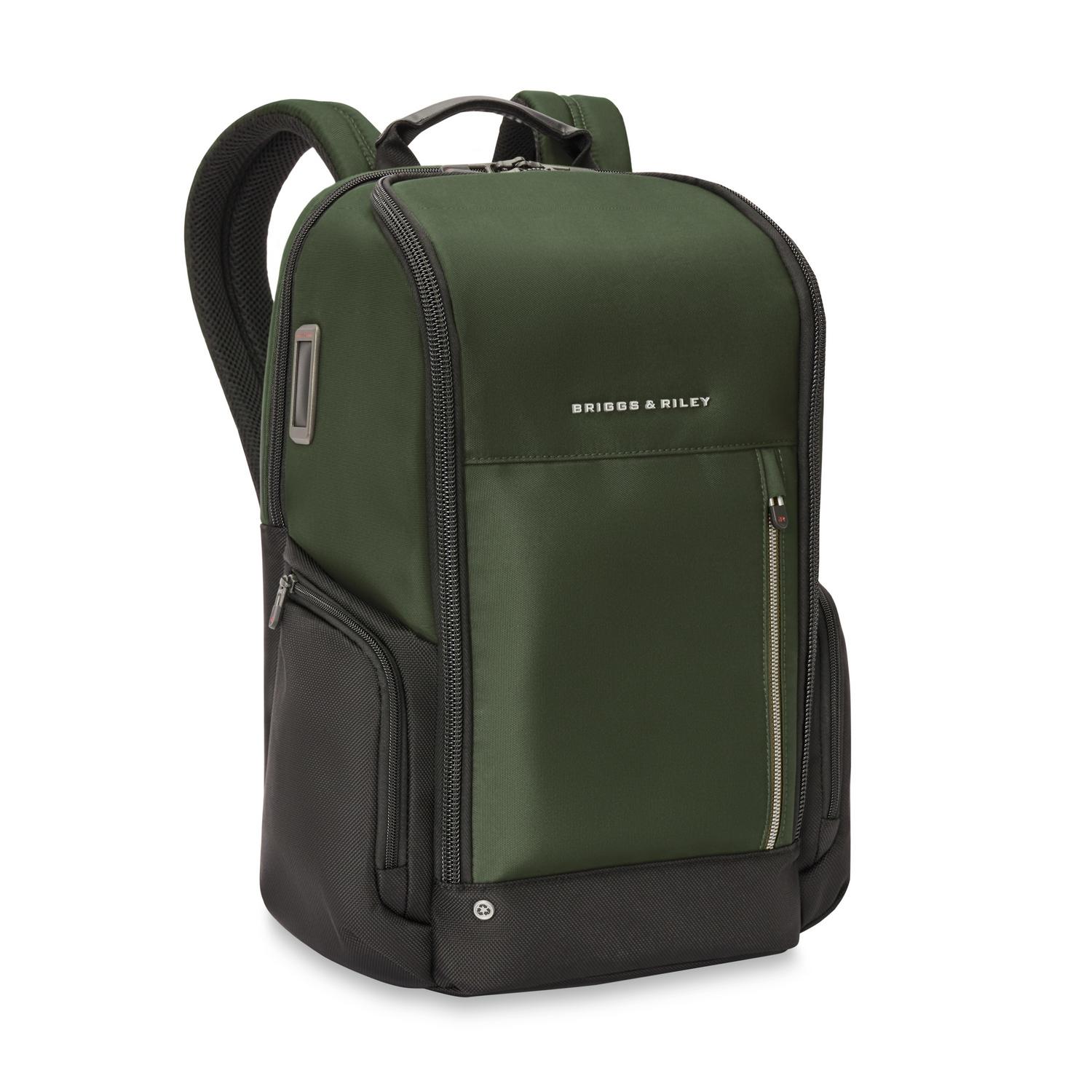 Briggs & Riley Medium Widemouth Backpack Forest Side View #color_forest