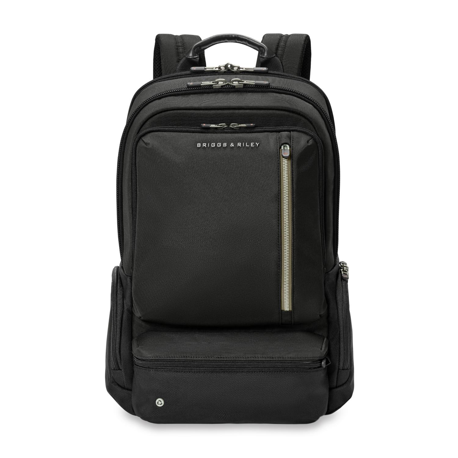 Briggs & Riley Large Cargo Backpack Black Front View #color_black
