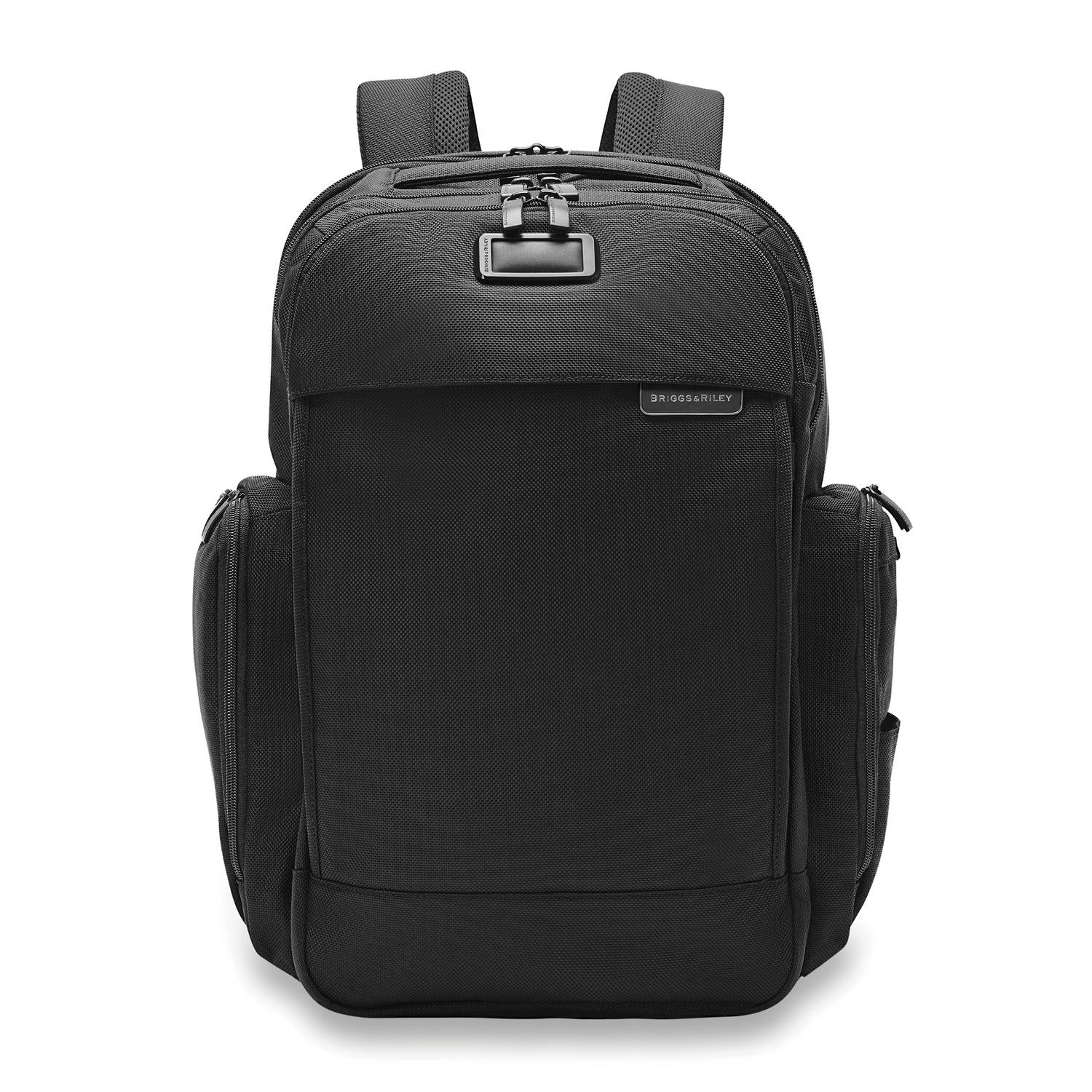 Briggs and Riley Traveler Backpack Black Front View #color_black