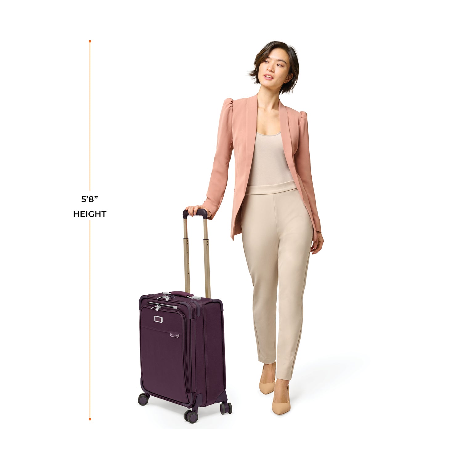 Briggs and Riley Global Carry-On Spinner, Model Height 5'8" #color_plum