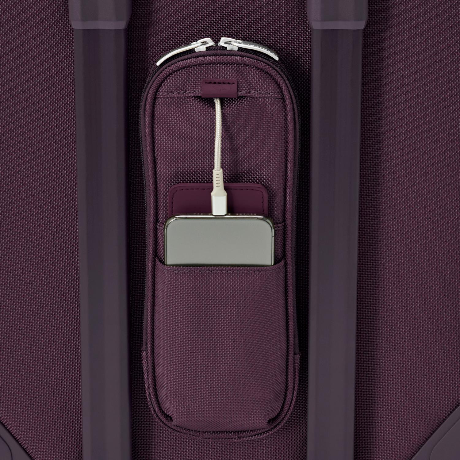 Baseline Carry-On Expandable Spinner Plum Back Pocket #color_plum