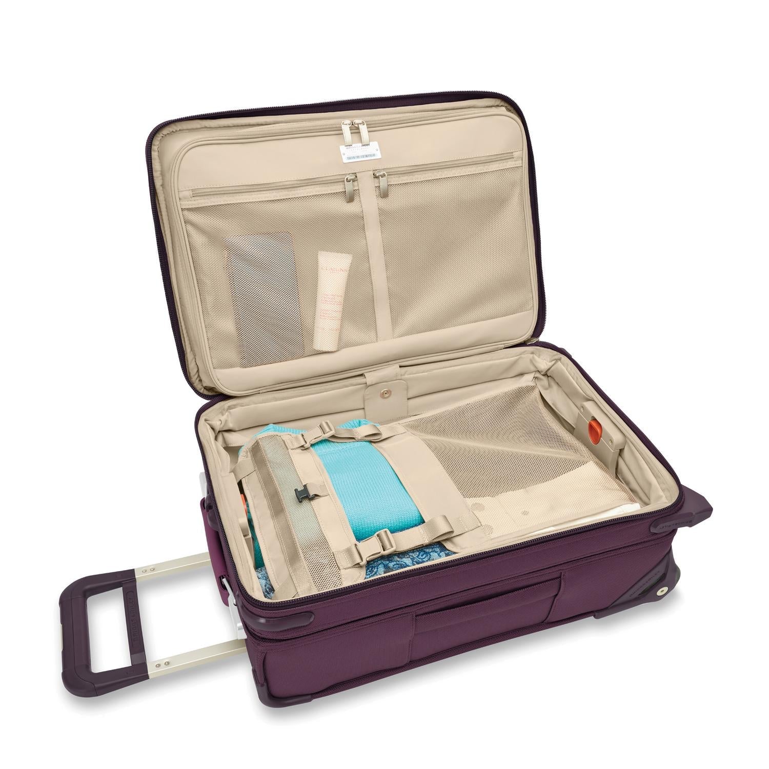Baseline Essential 22" 2-Wheel Expandable Carry-On Plum Open Packed #color_plum