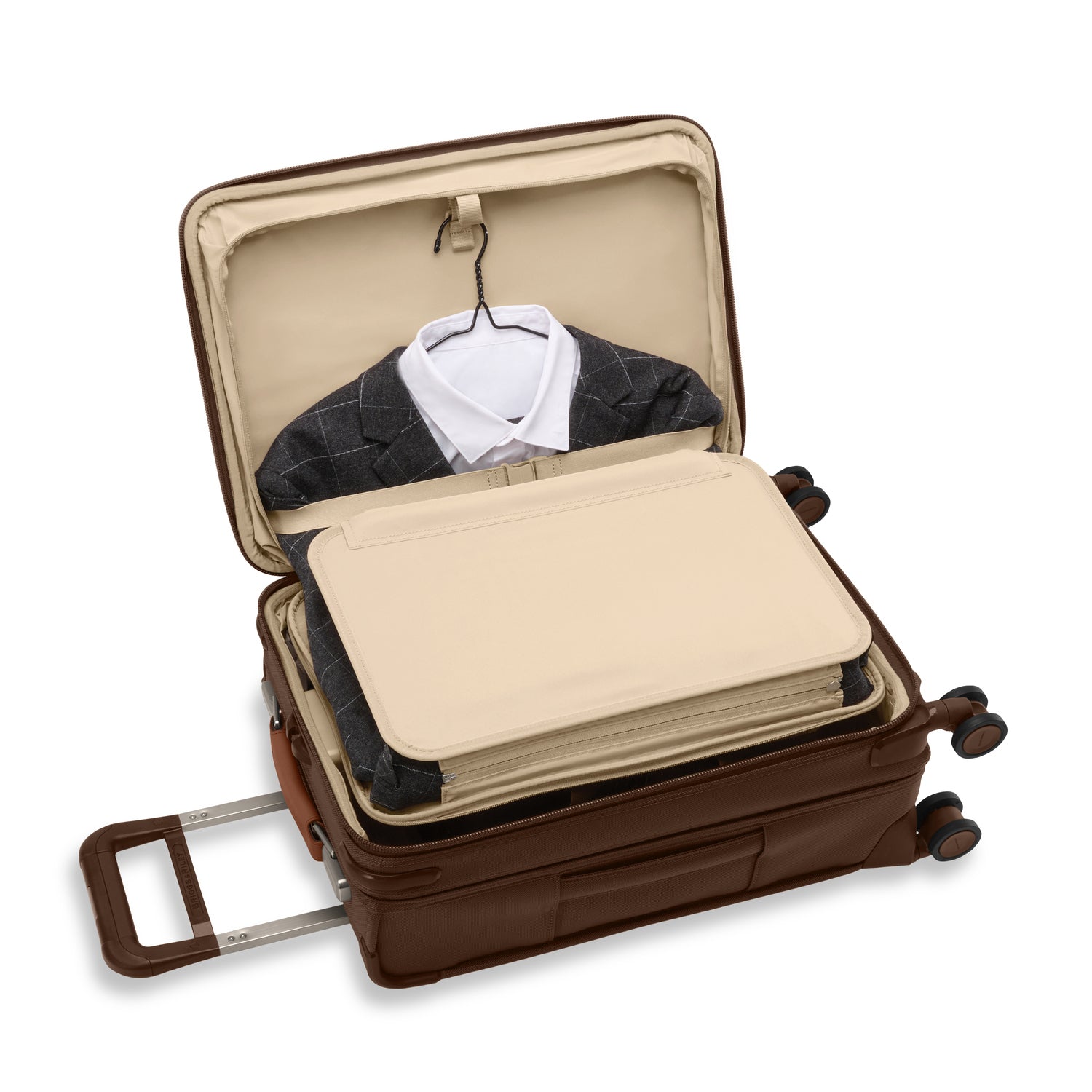 Briggs and Riley Essential Carry-On Spinner Front #color_chocolate