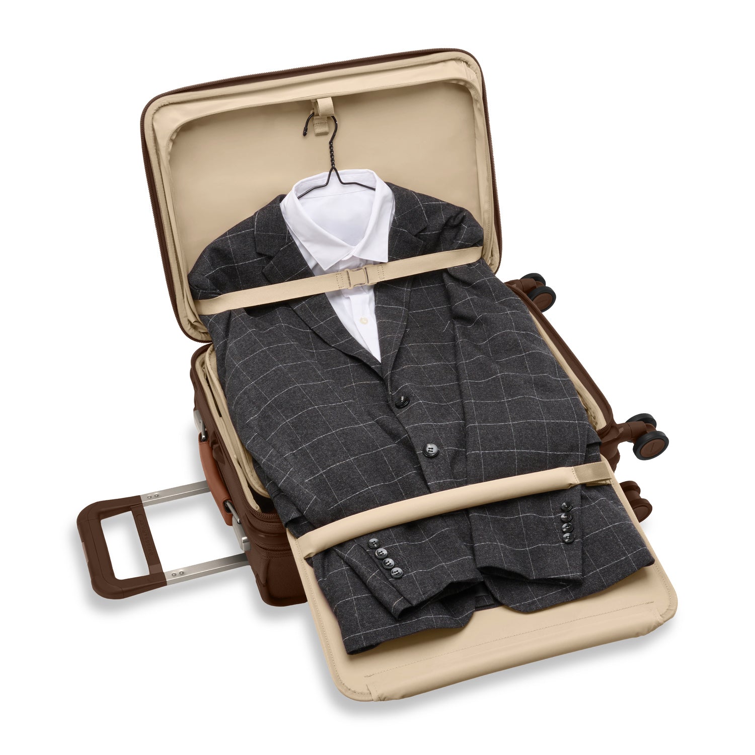 Briggs and Riley Essential Carry-On Spinner Front #color_chocolate