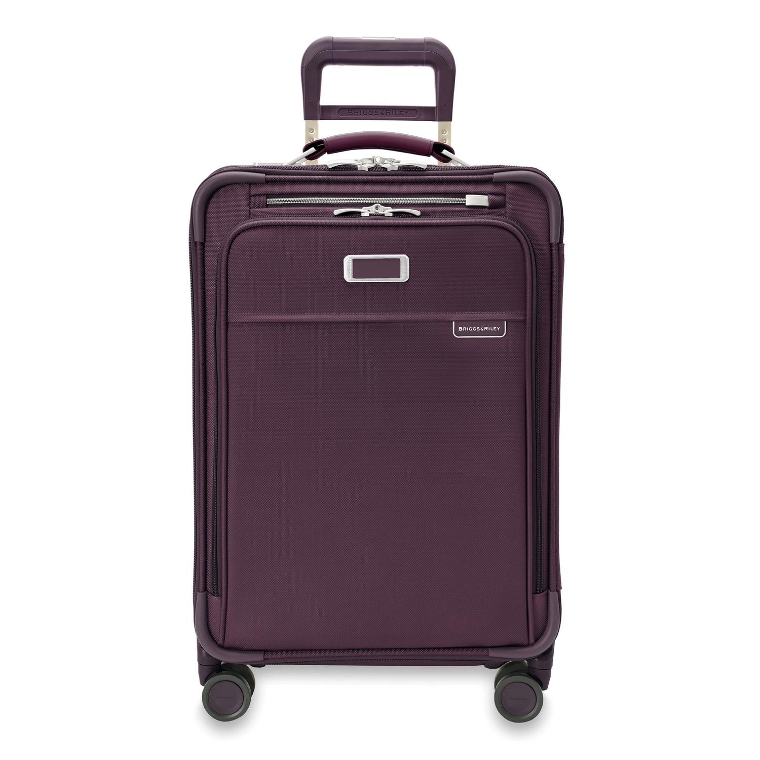 Baseline Essential 22" Carry-On Expandable Spinner Plum Front View #color_plum