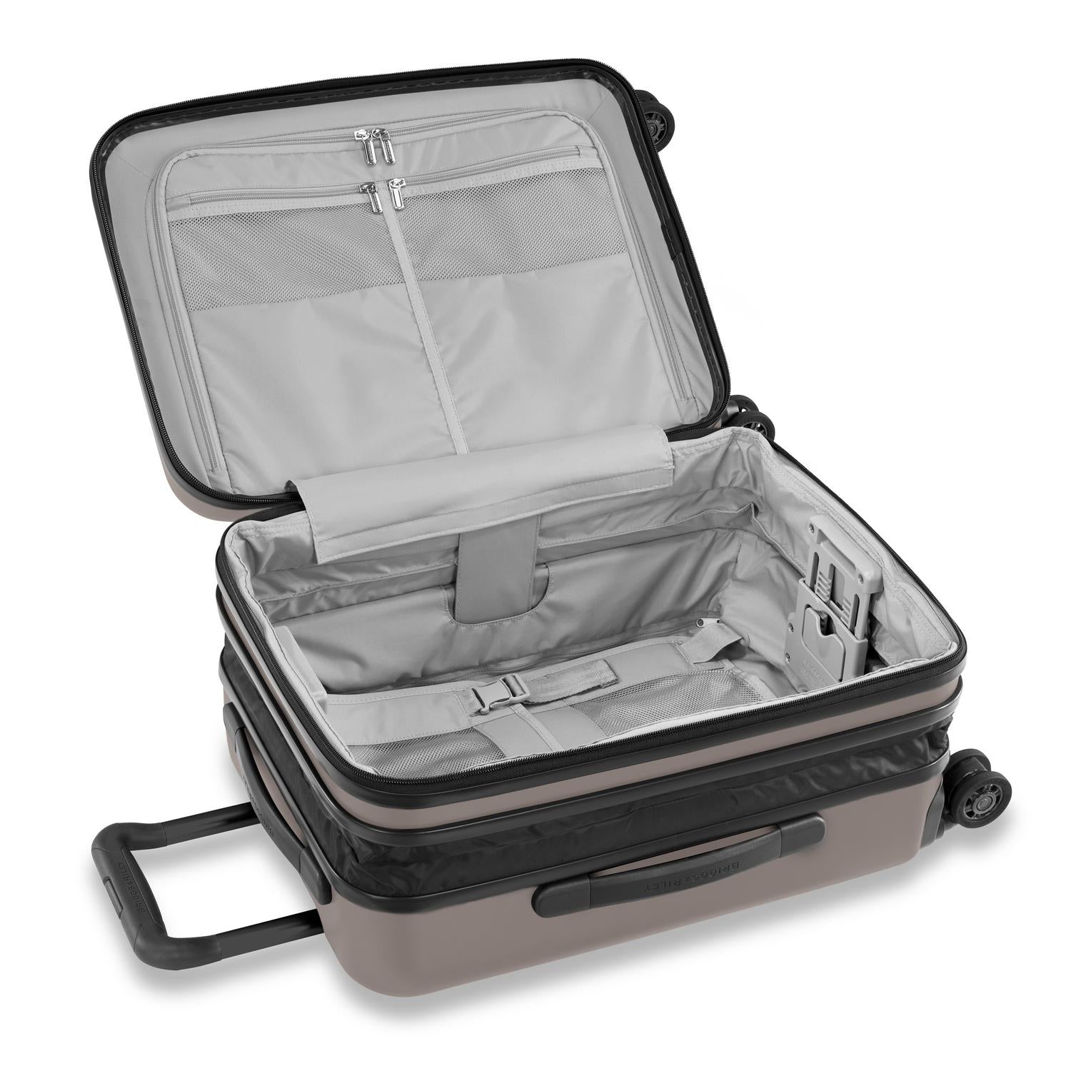 Briggs and Riley Sympatico International Carry-On Expandable Spinner Latte Open #color_latte