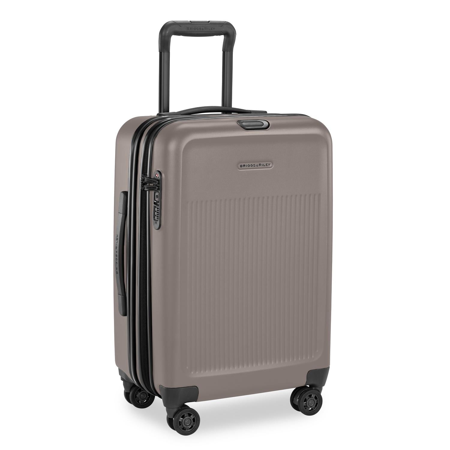 Briggs and Riley Sympatico Domestic Carry-On Expandable Spinner Latte Side #color_latte