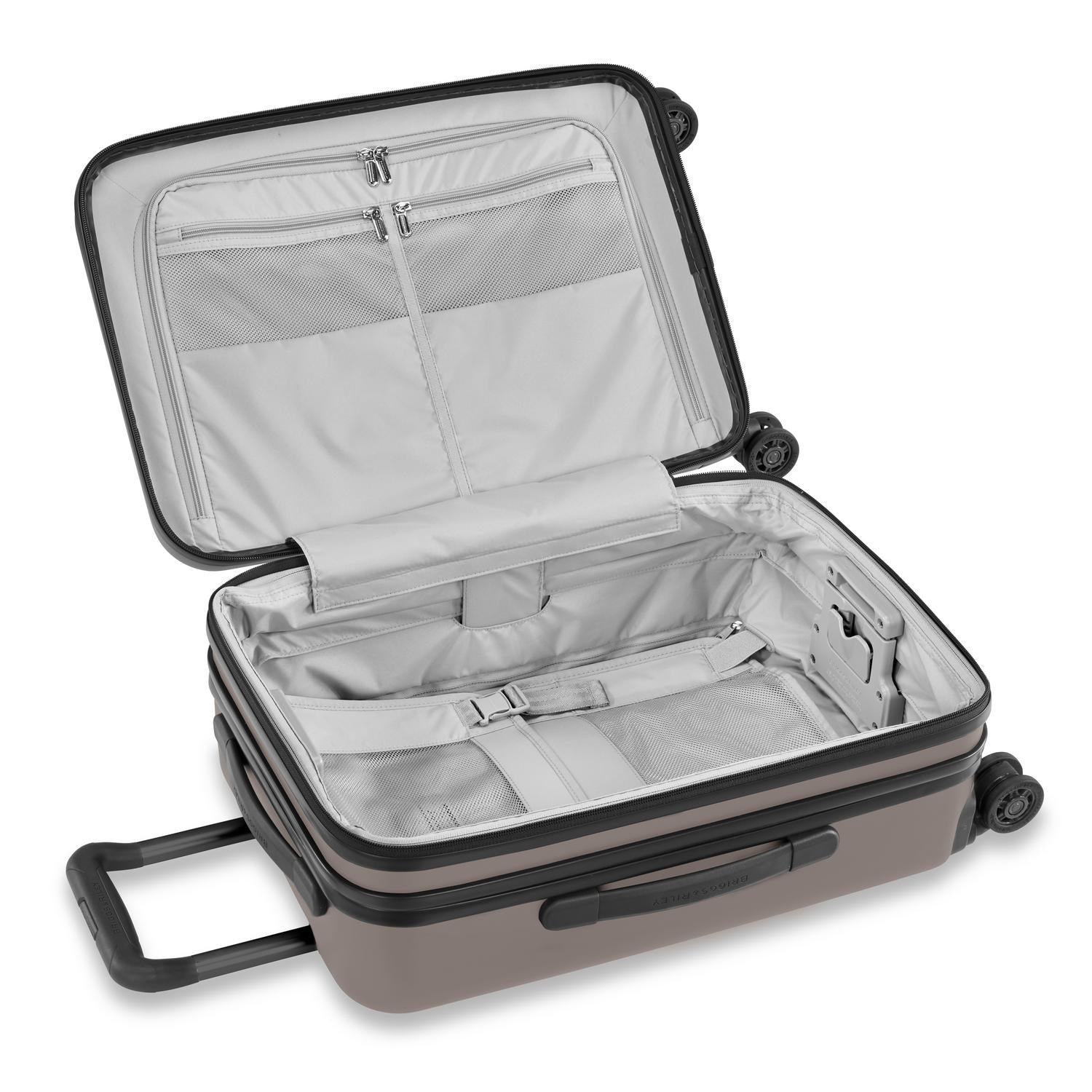 Briggs and Riley Sympatico Domestic Carry-On Expandable Spinner Latte Open Expanded #color_latte